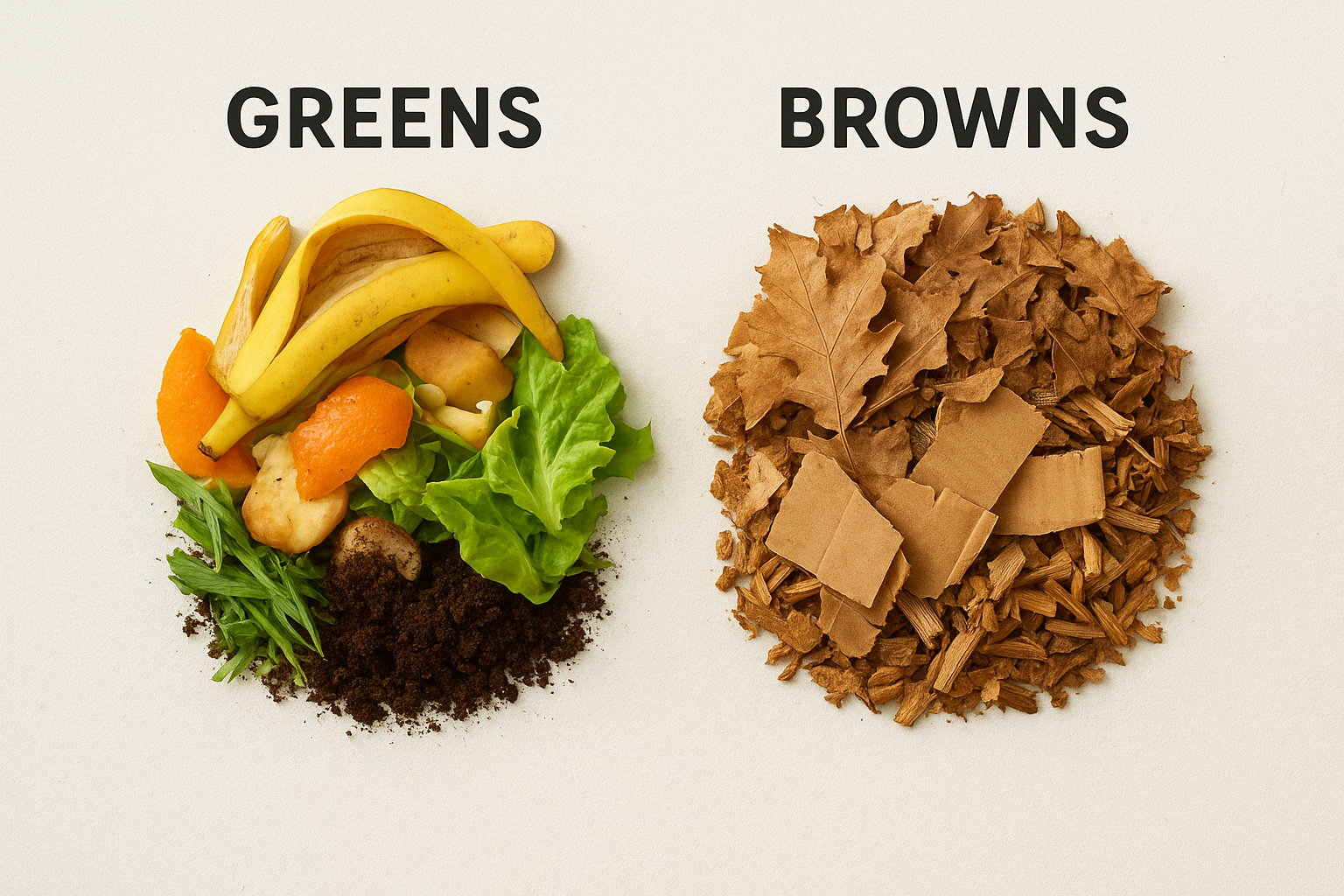 Understand greens vs browns in plain language