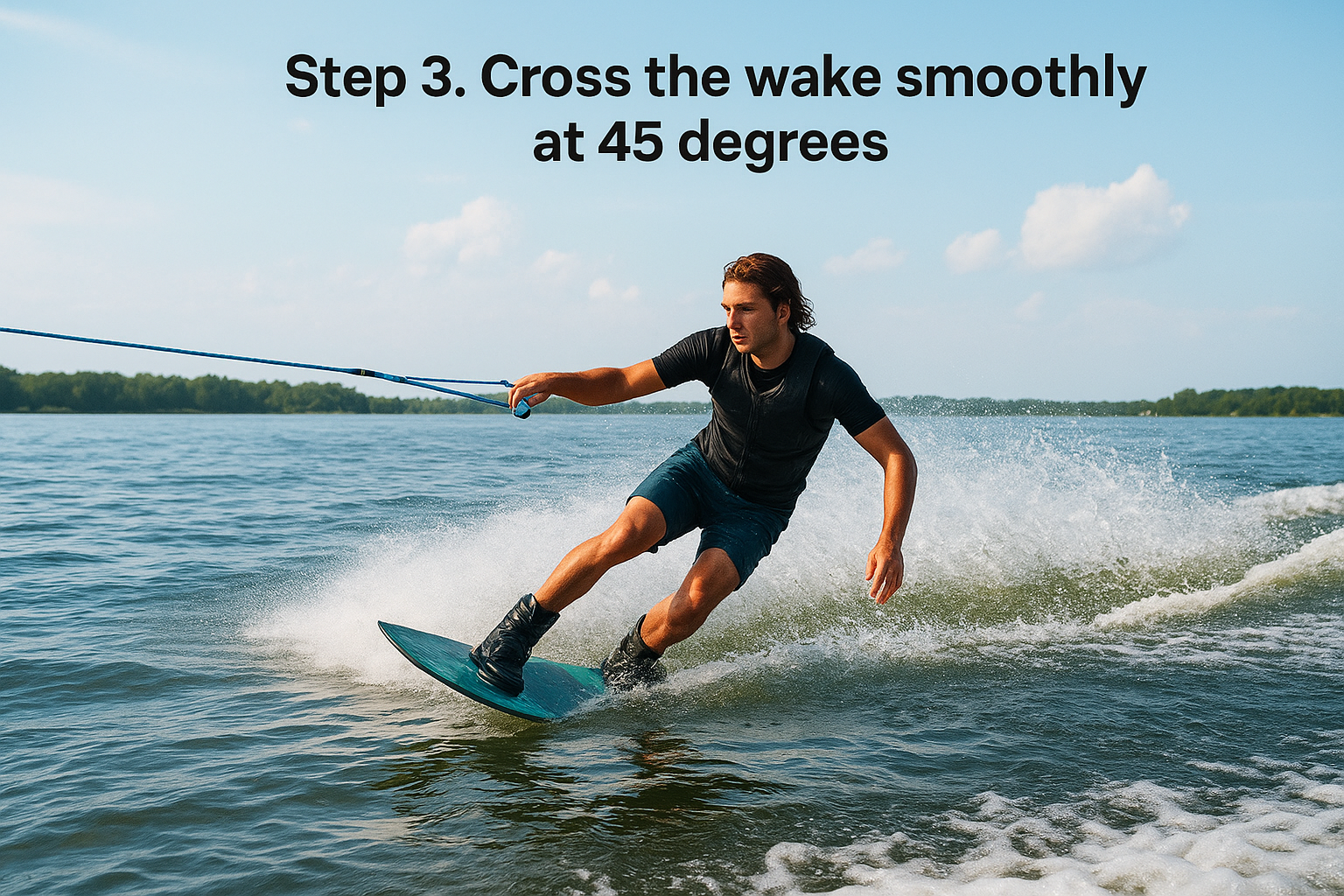Step 3. Cross the wake smoothly at 45 degrees