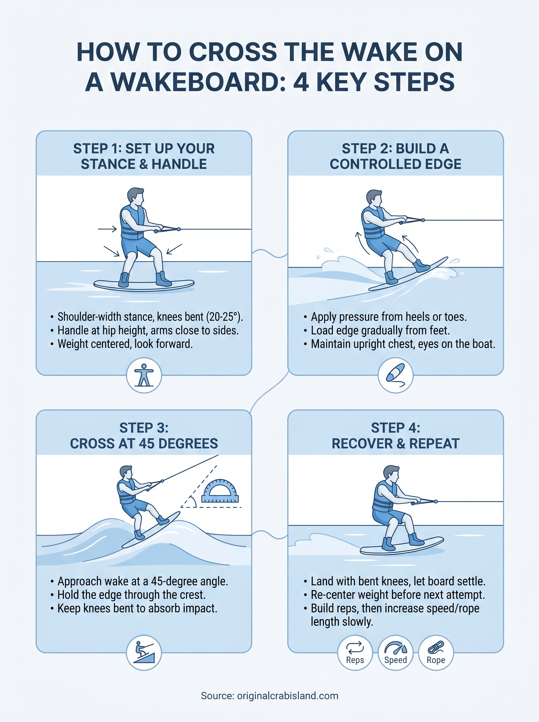 how to cross the wake on a wakeboard infographic