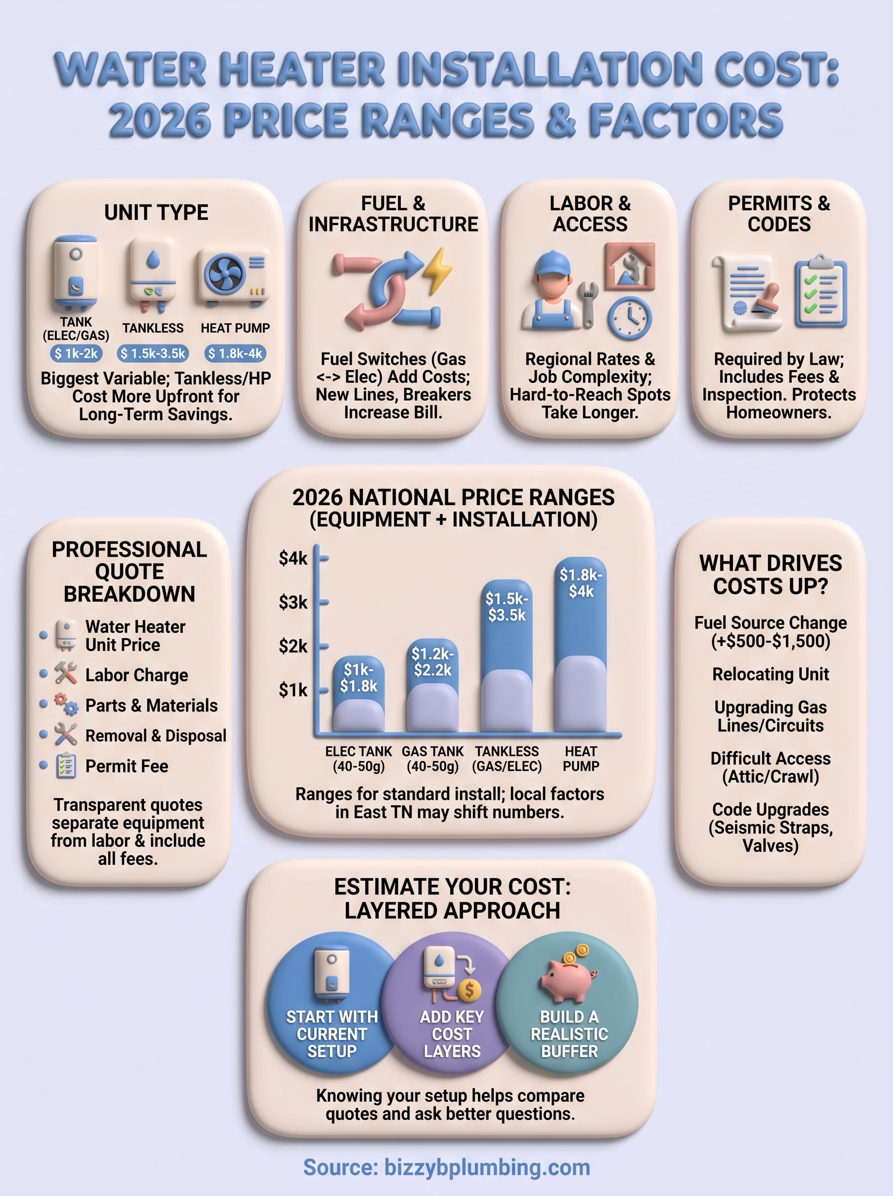 water heater installation cost infographic