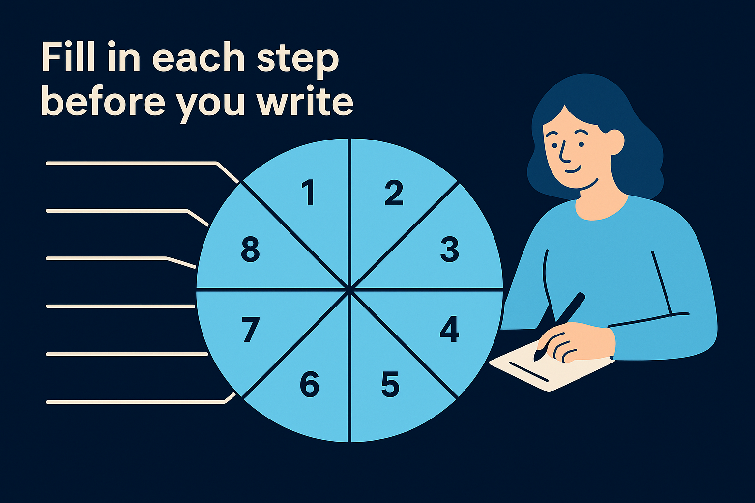 Fill in each step before you write