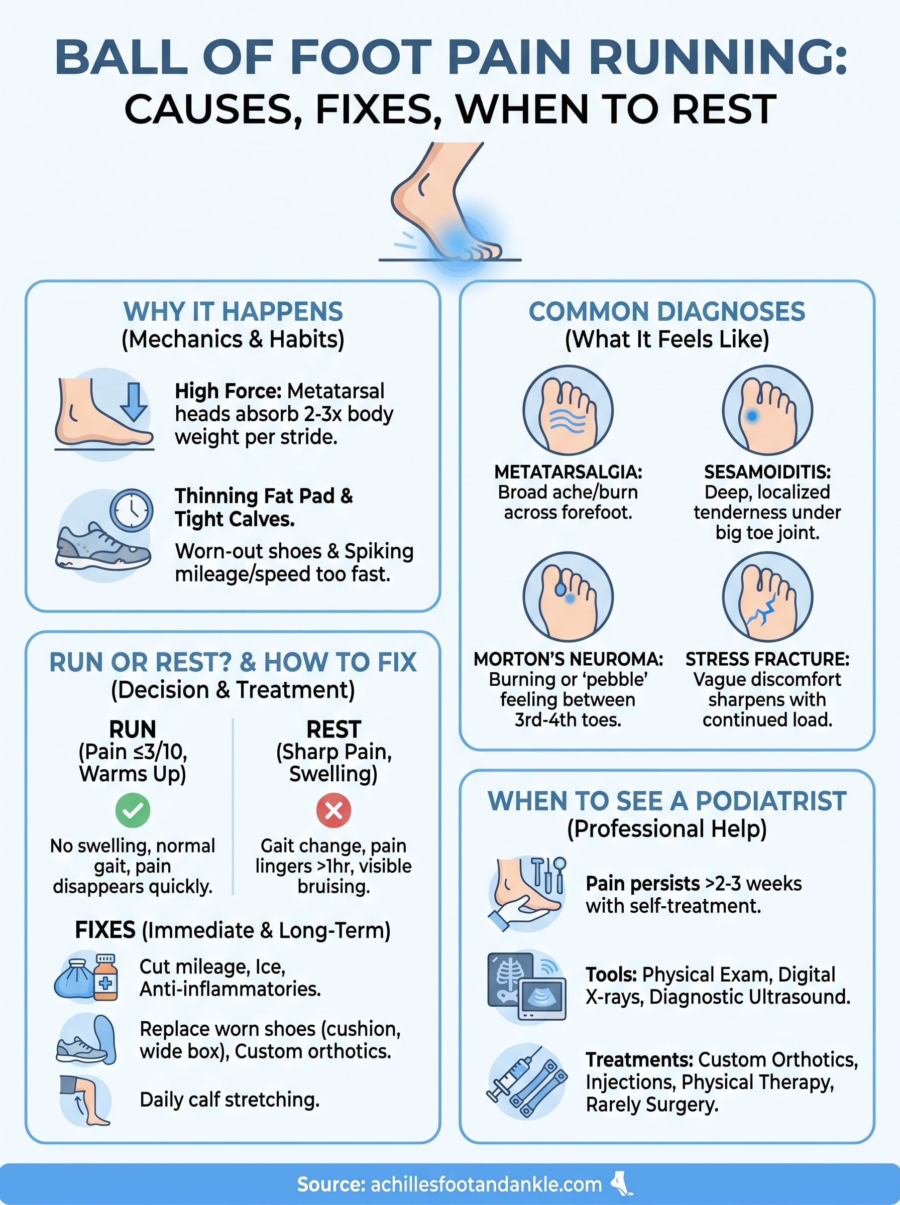 ball of foot pain running infographic