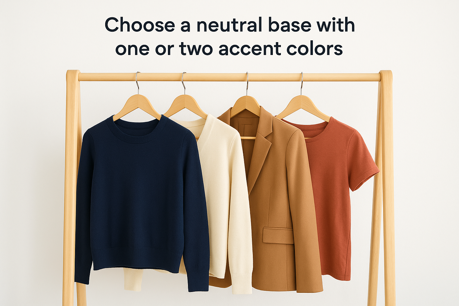 Choose a neutral base with one or two accent colors