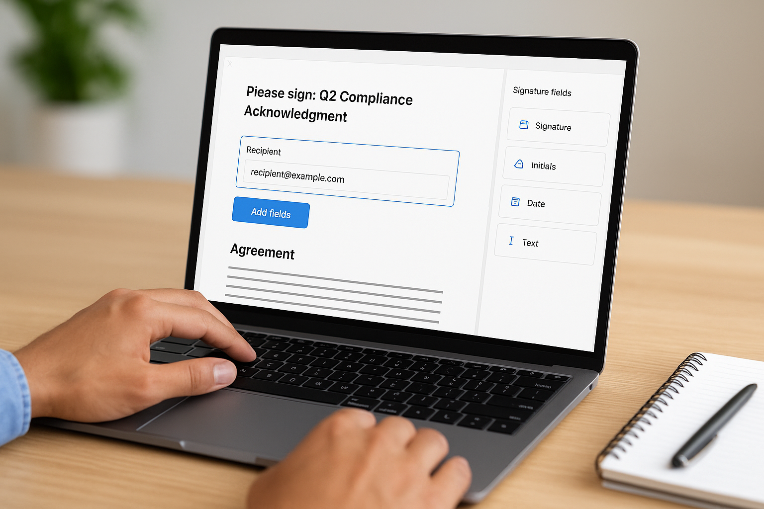Add recipients and place signature fields