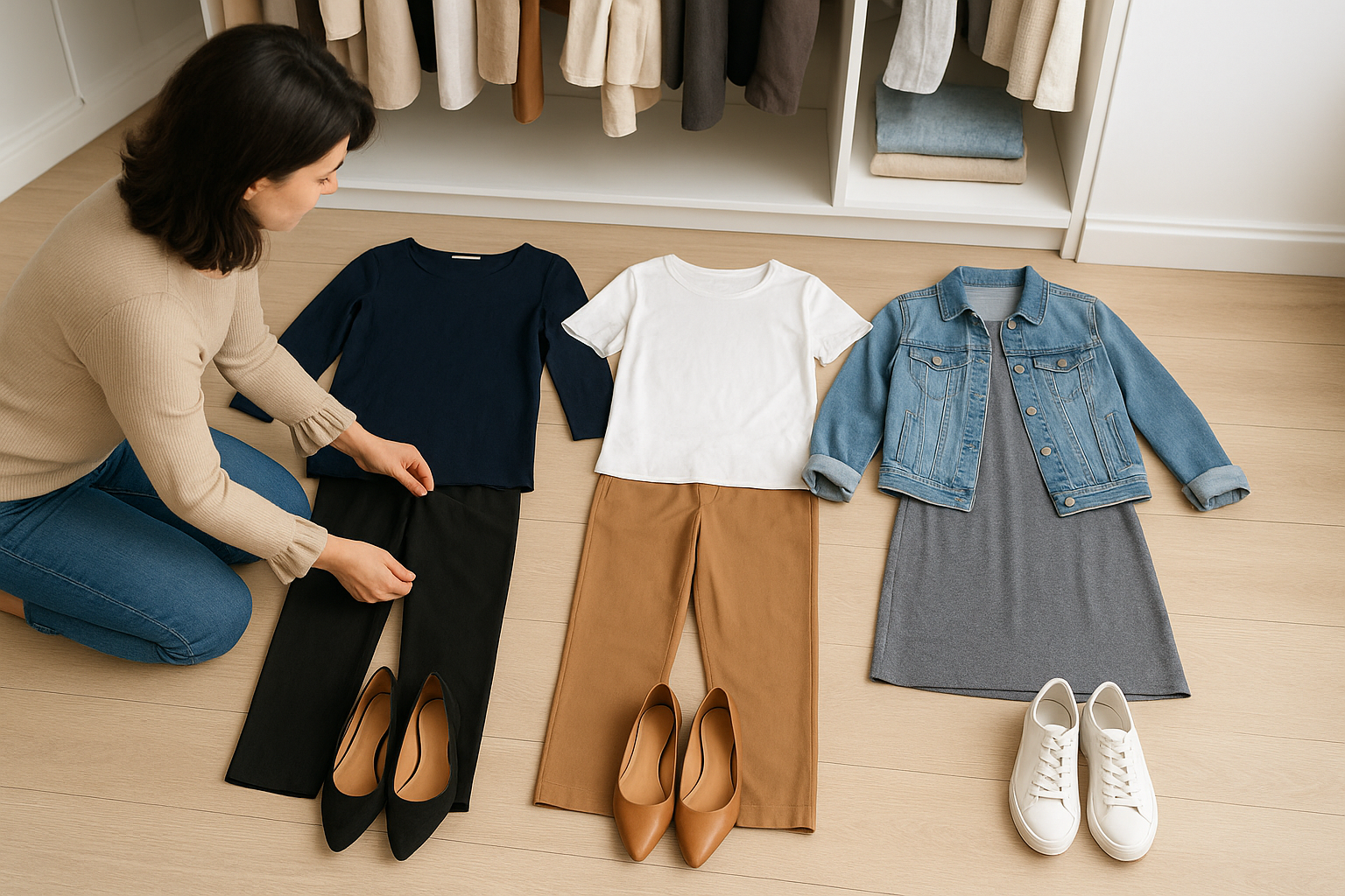 Group your kept pieces by outfit formula