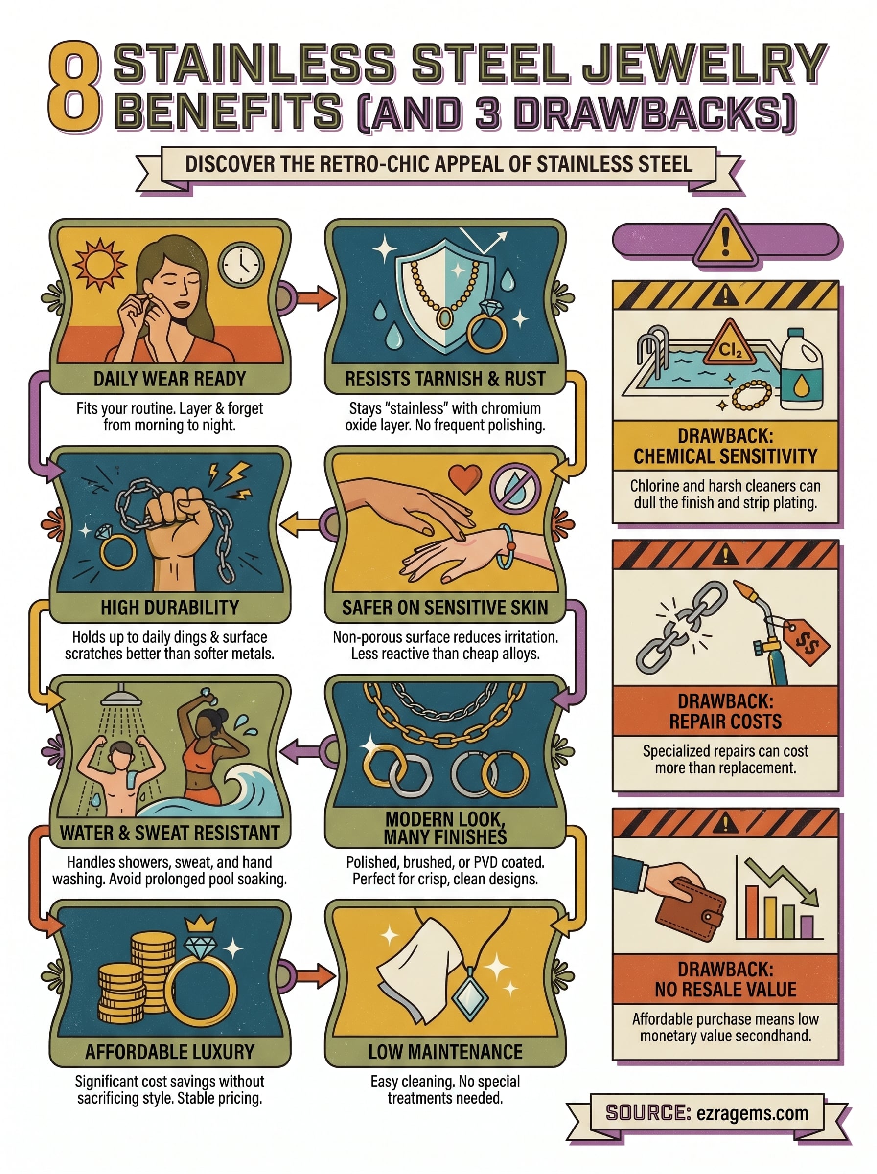 stainless steel jewelry benefits infographic