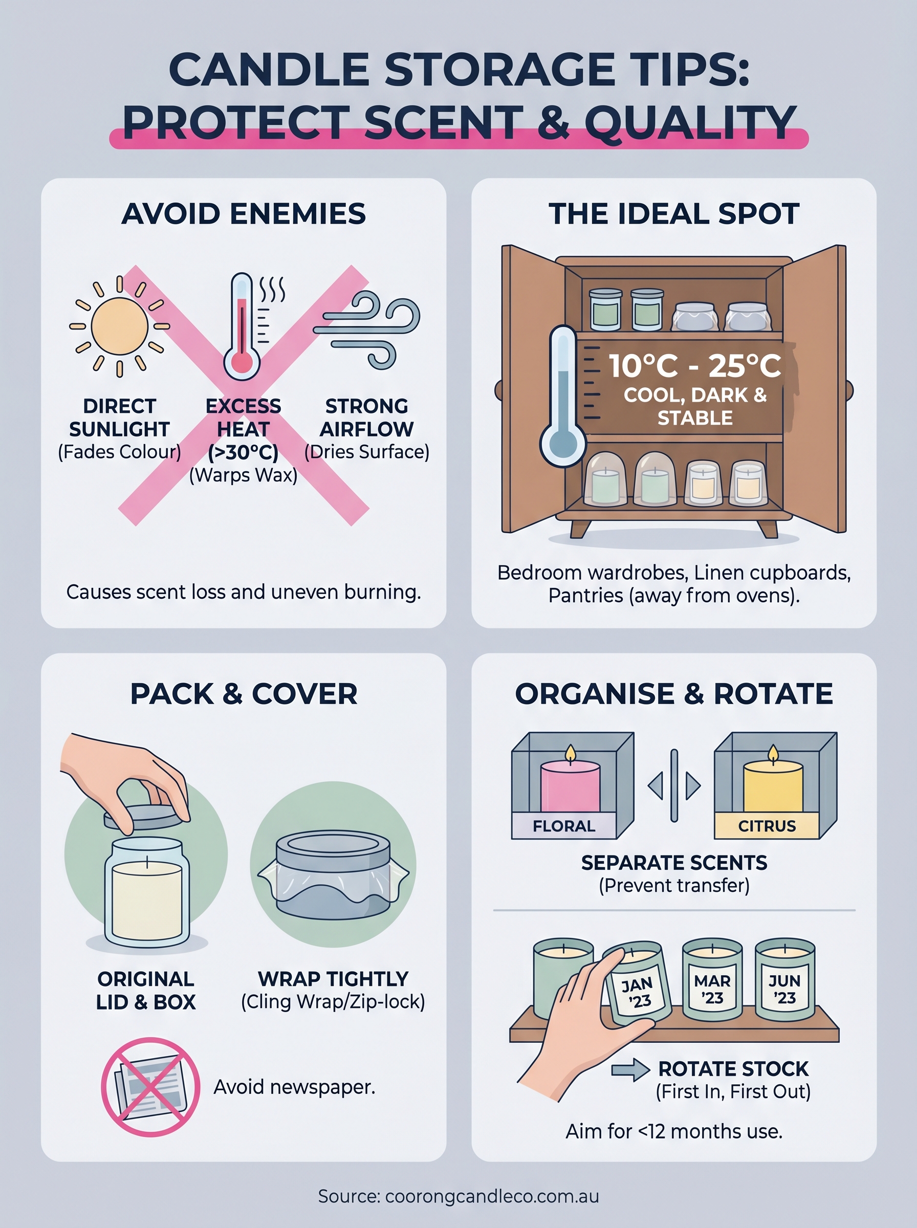 how to store candles properly infographic