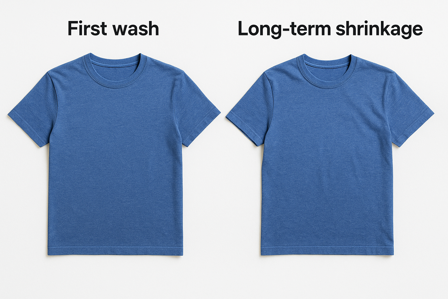 First wash vs. long-term shrinkage