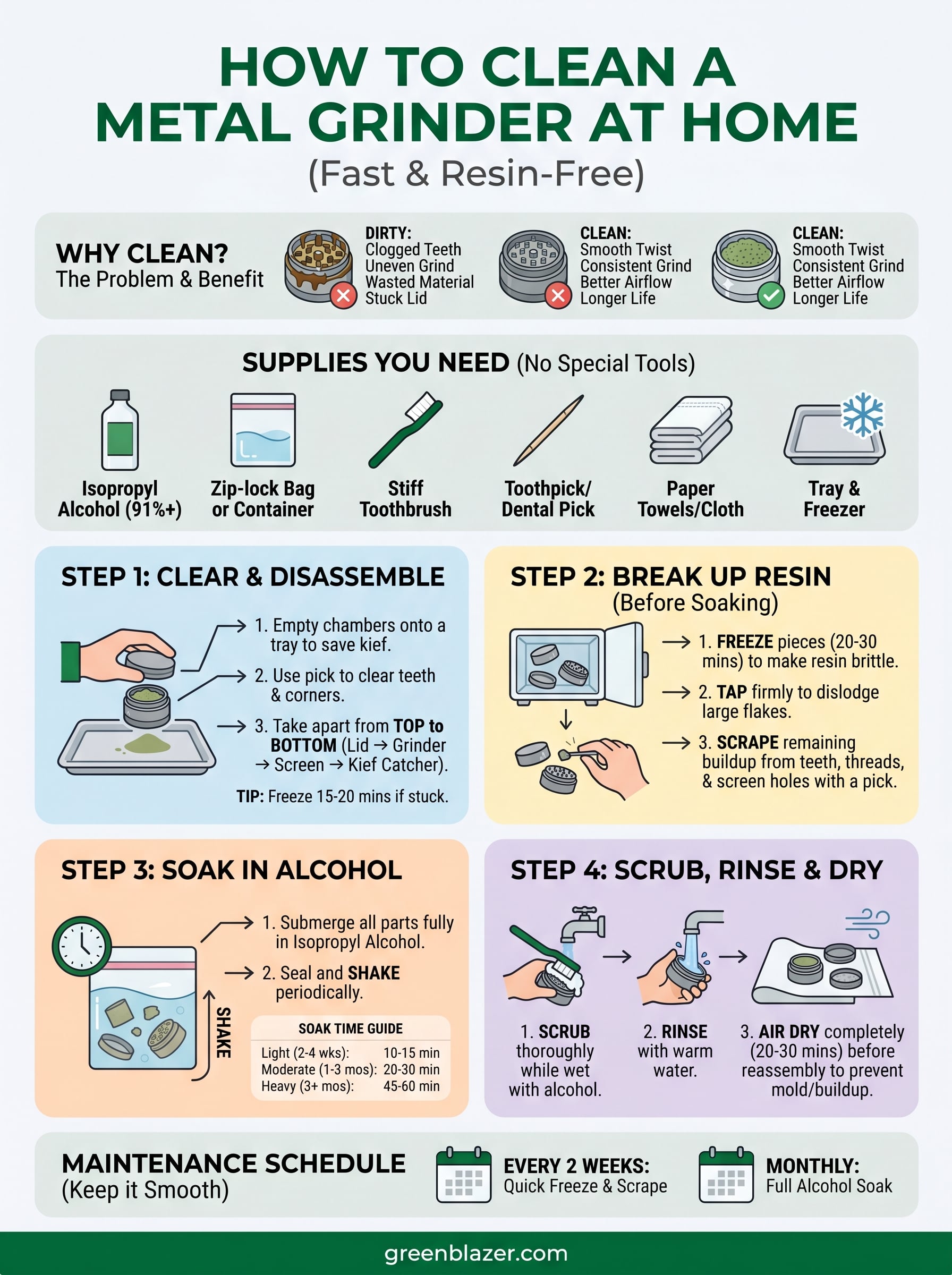 how to clean a metal grinder infographic