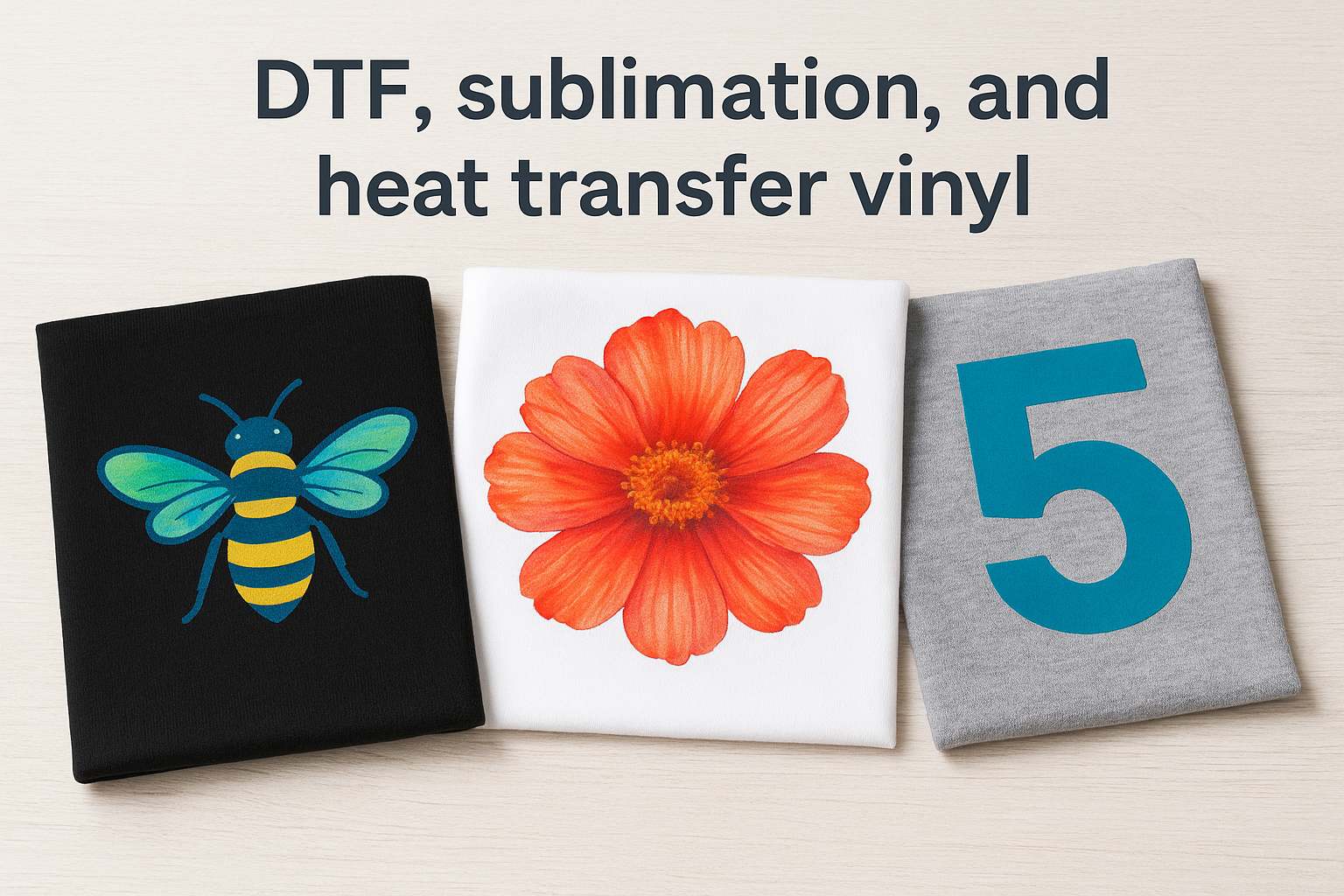 DTF, sublimation, and heat transfer vinyl