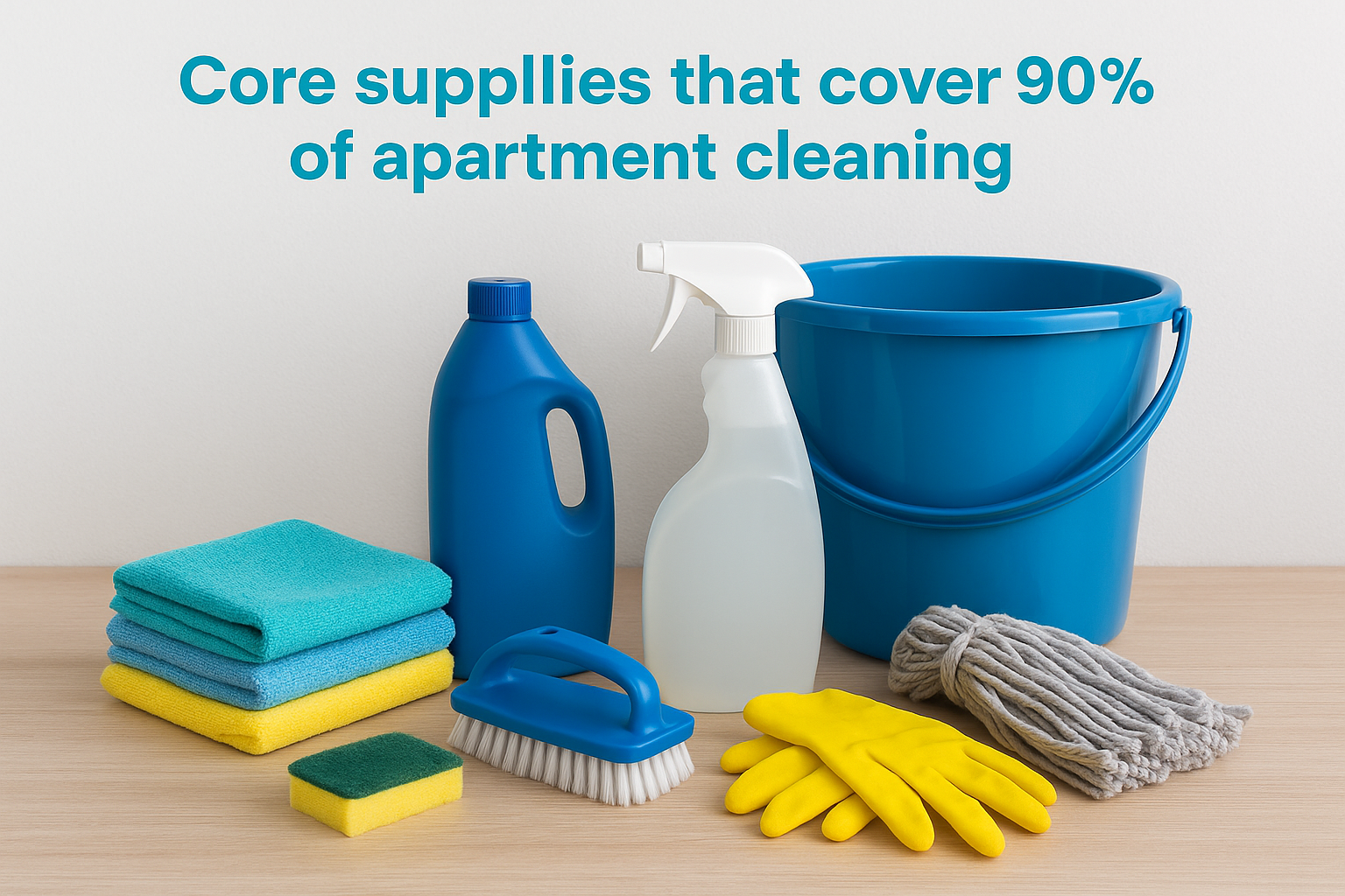 Core supplies that cover 90% of apartment cleaning