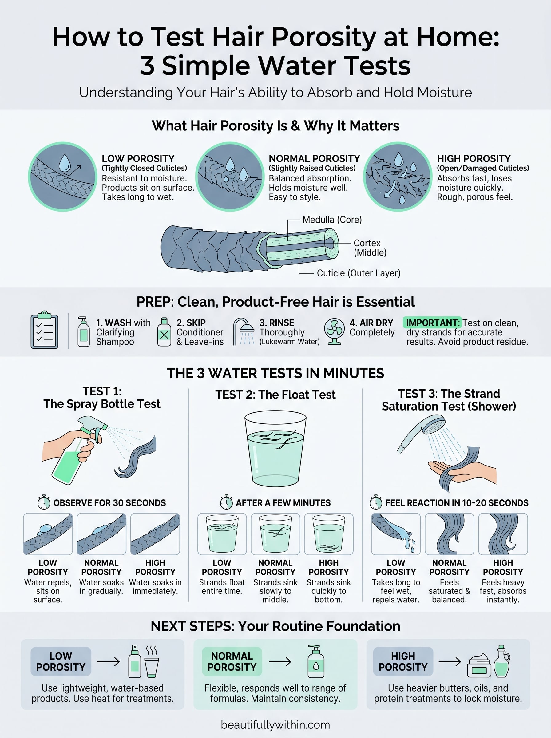 how to test hair porosity at home infographic
