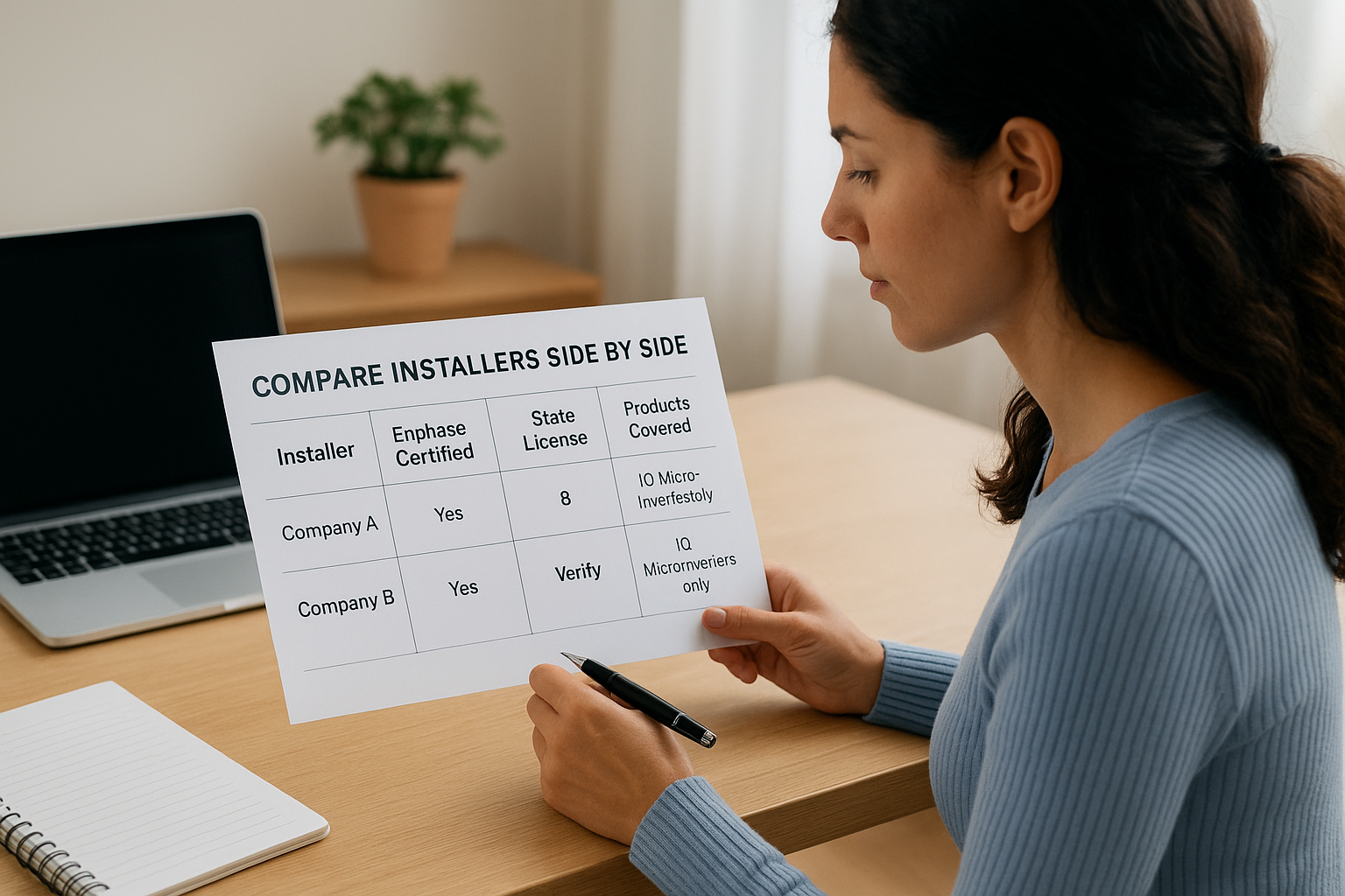 Compare installers side by side