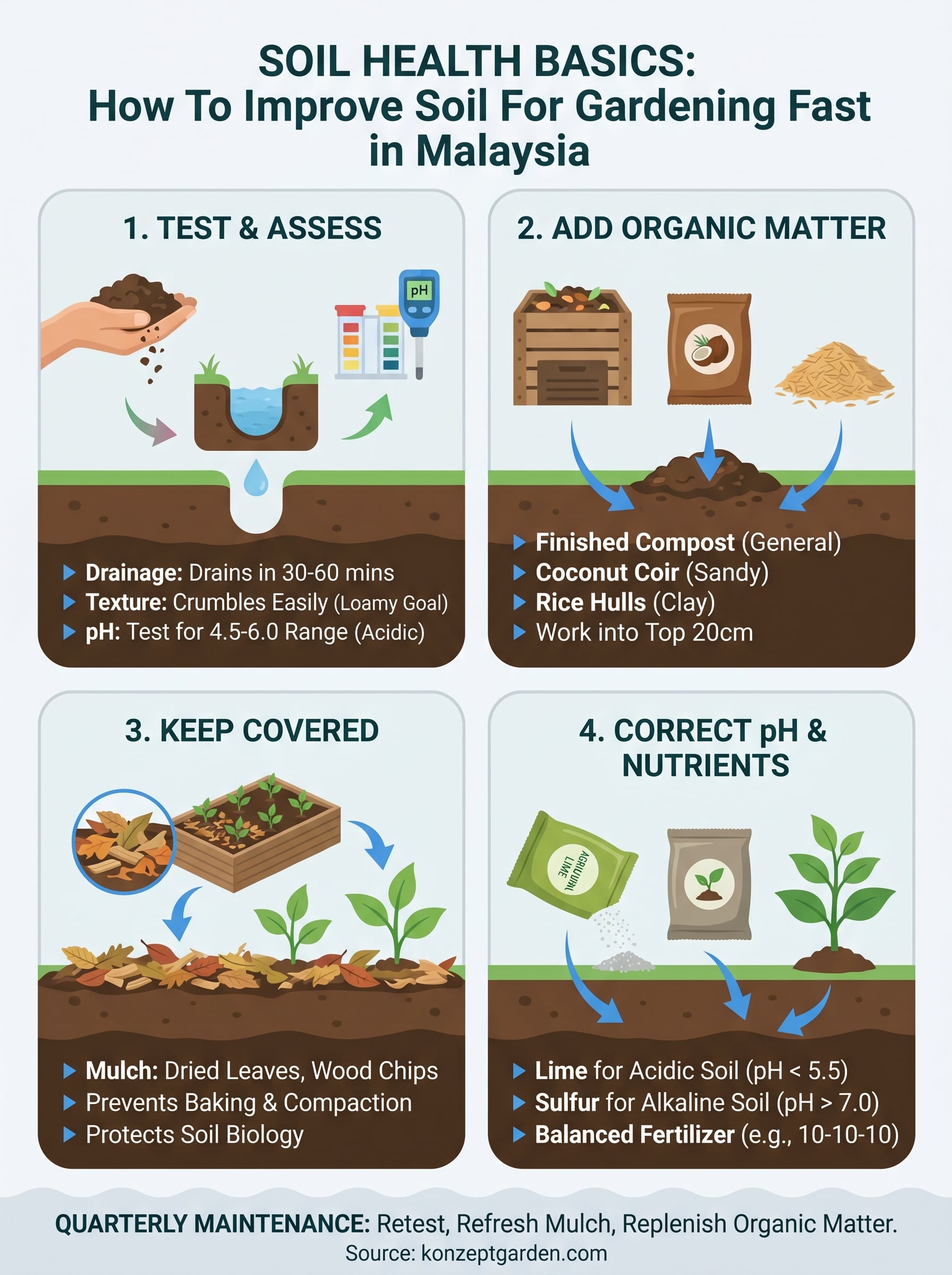 how to improve soil for gardening infographic