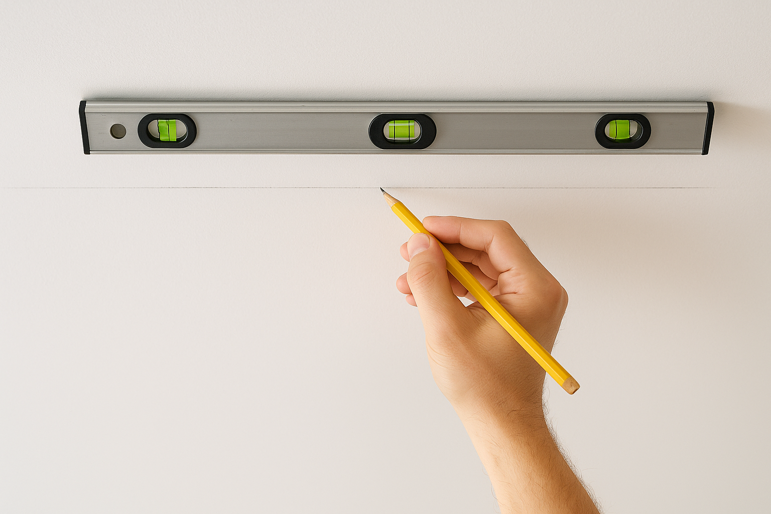Mark a straight line across the ceiling