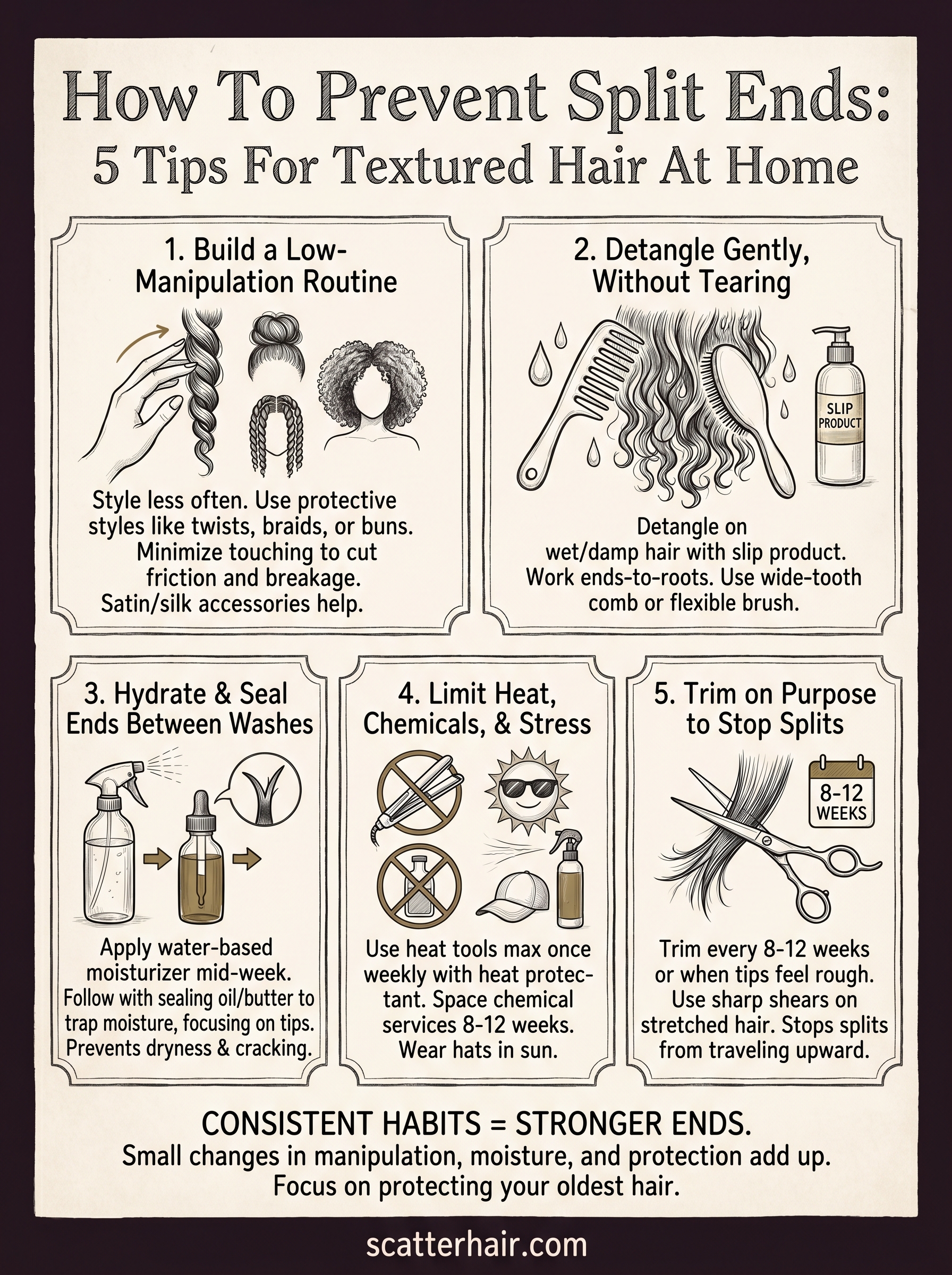 how to prevent split ends infographic