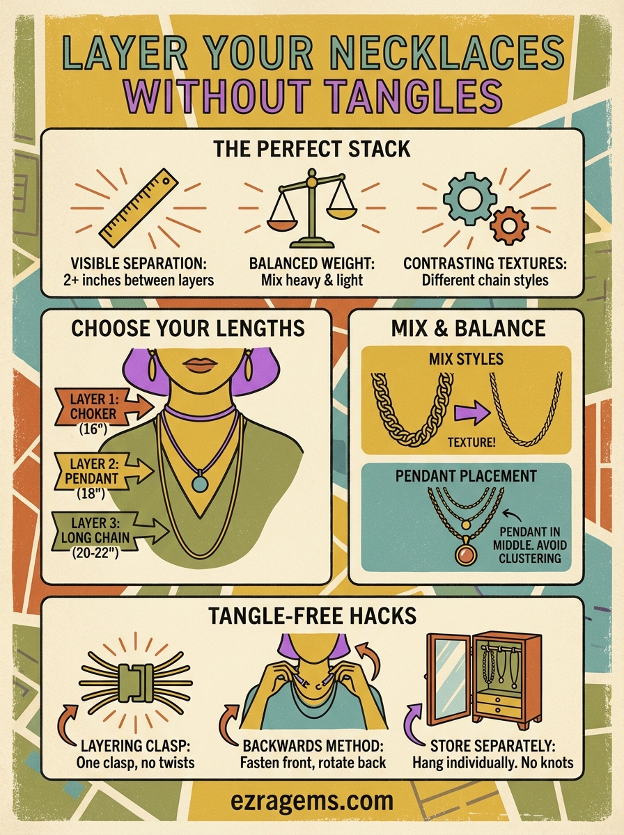 how to layer necklaces infographic
