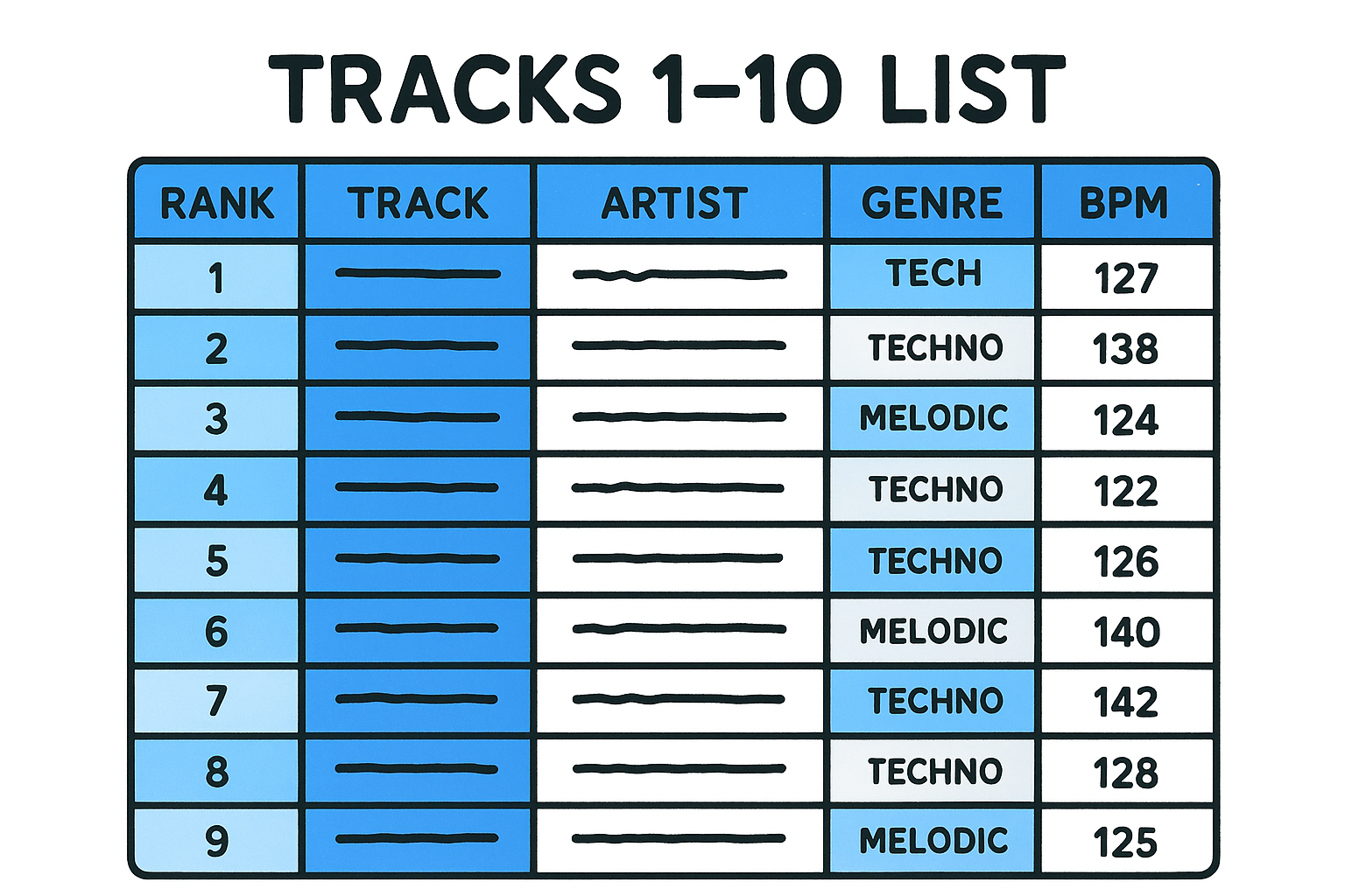 Tracks 1–10 list