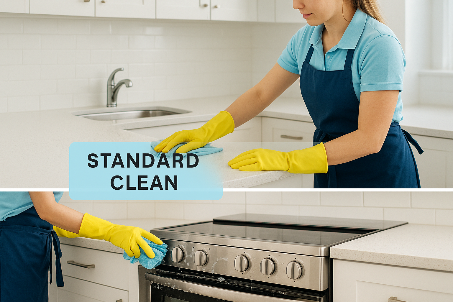 What is usually included in standard vs deep clean