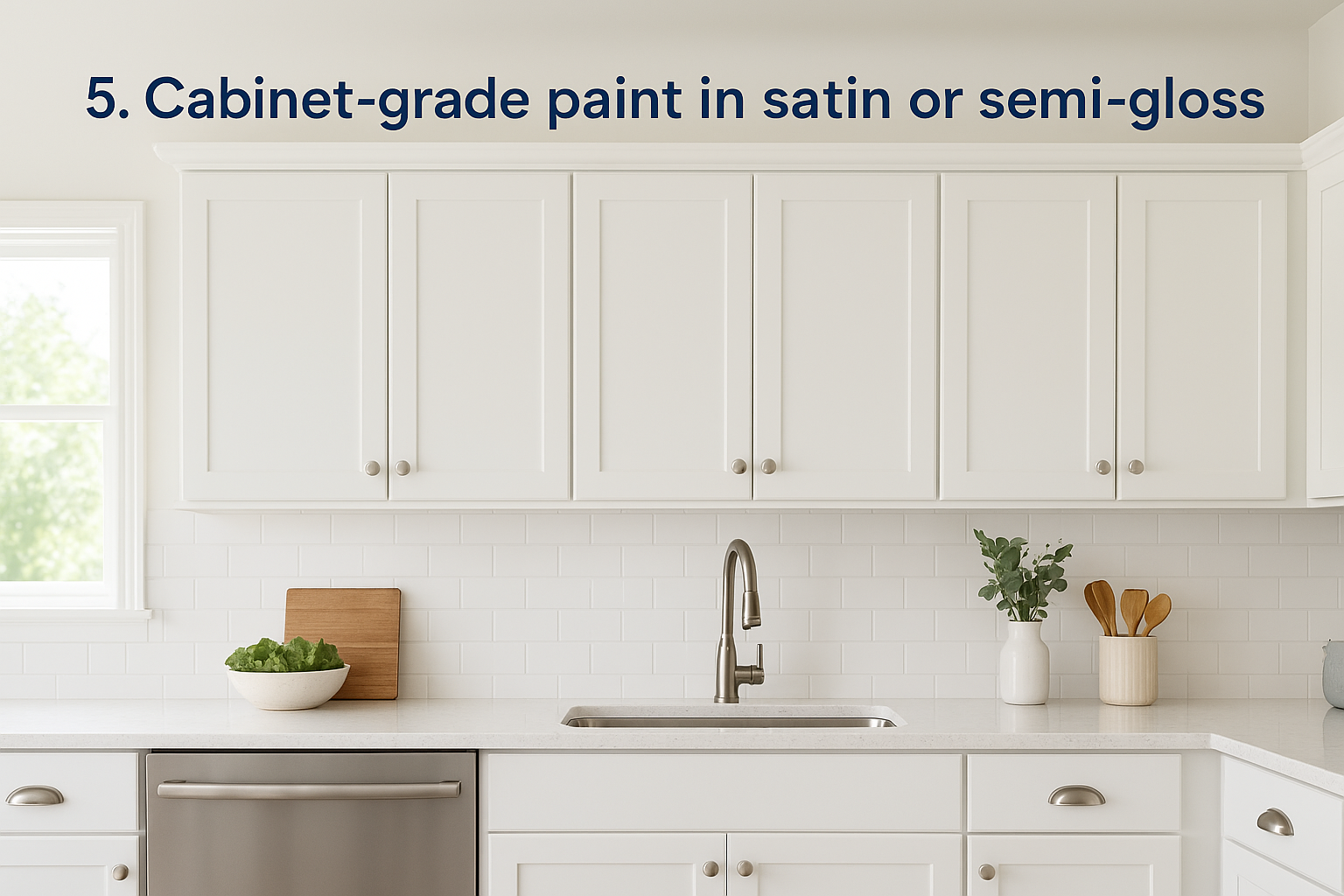 5. Cabinet-grade paint in satin or semi-gloss