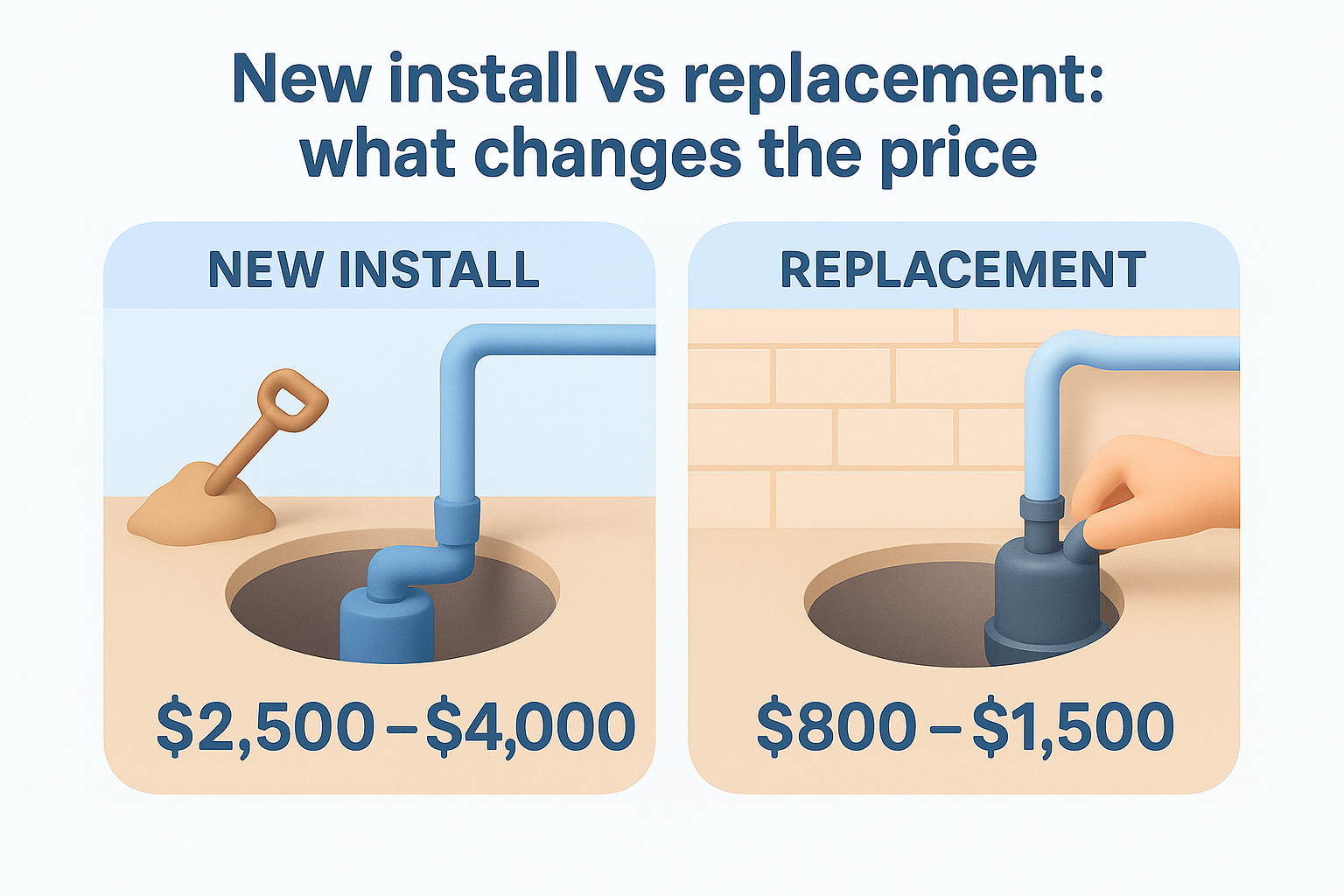 New install vs replacement: what changes the price