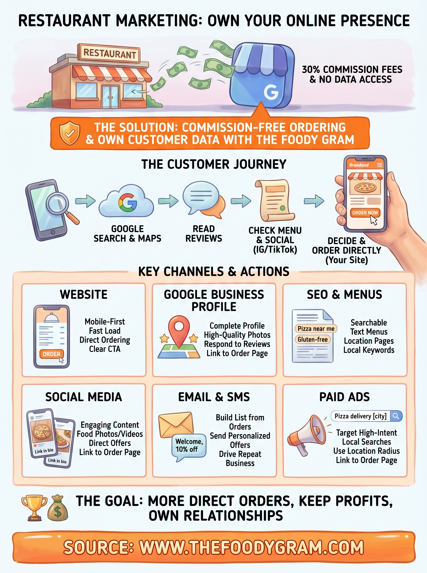 how to market a restaurant online infographic