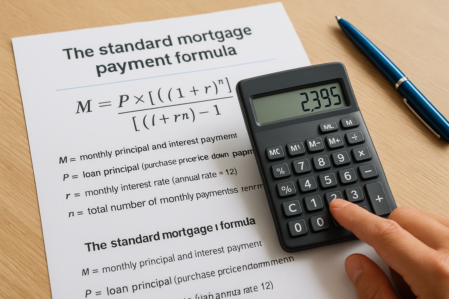 The standard mortgage payment formula