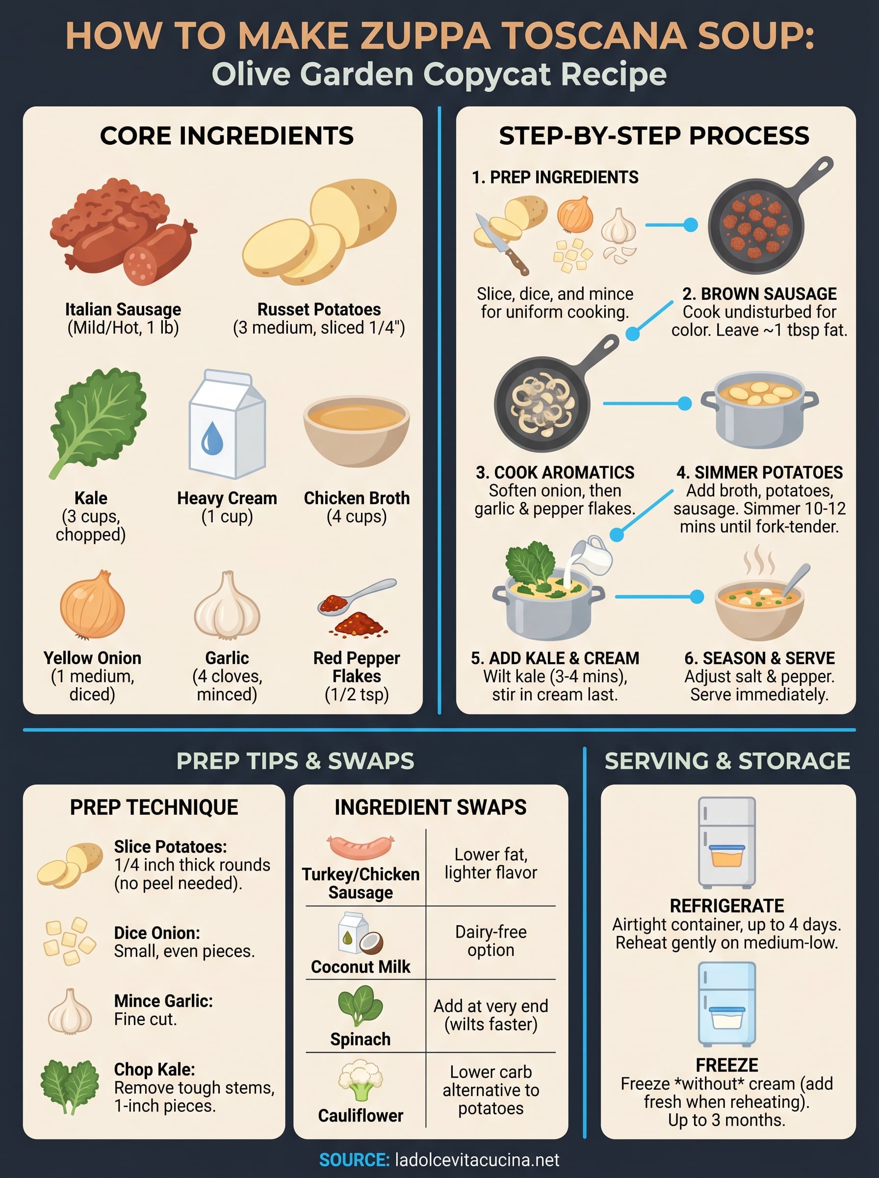 how to make zuppa toscana soup infographic