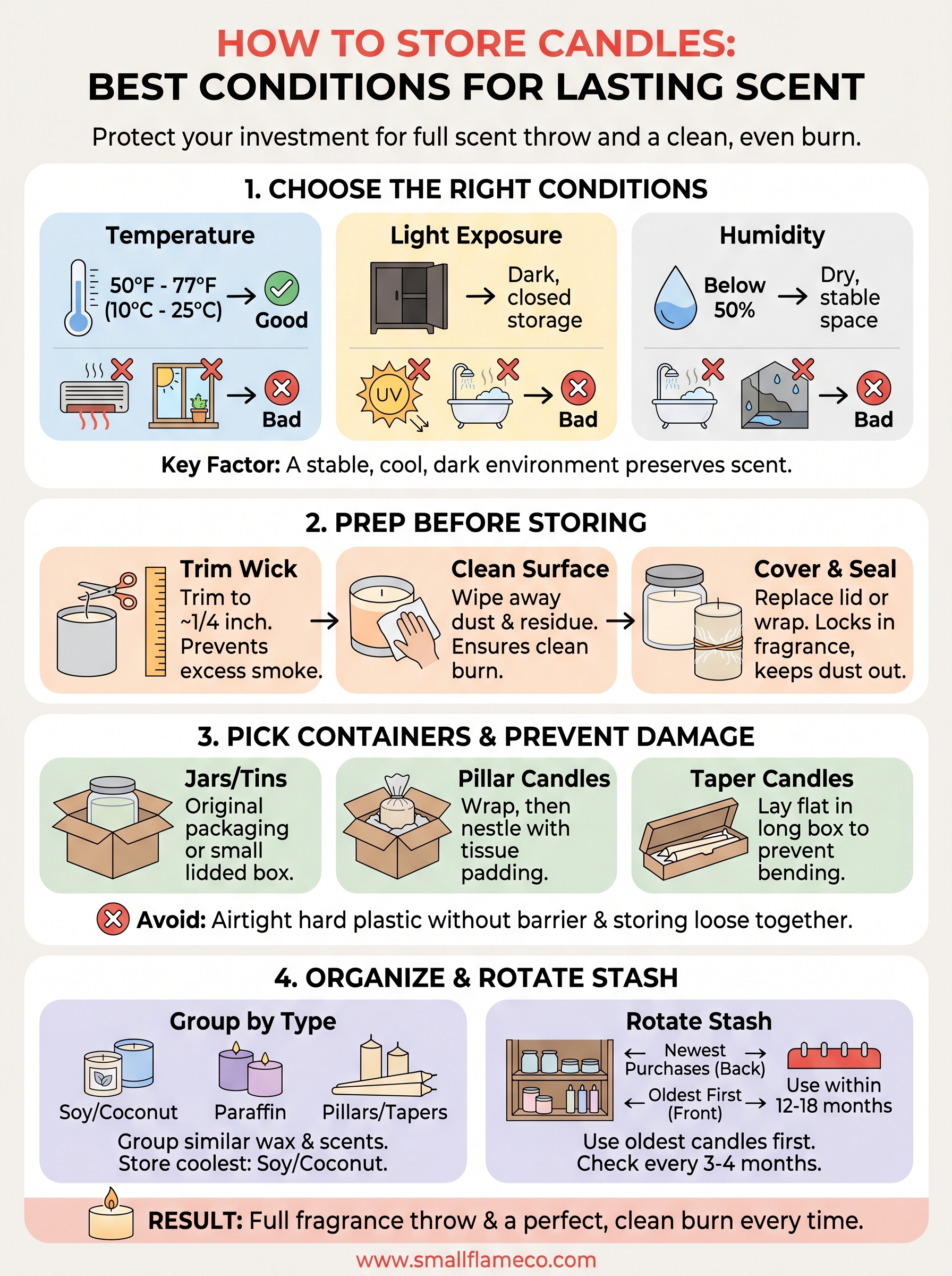 how to store candles infographic