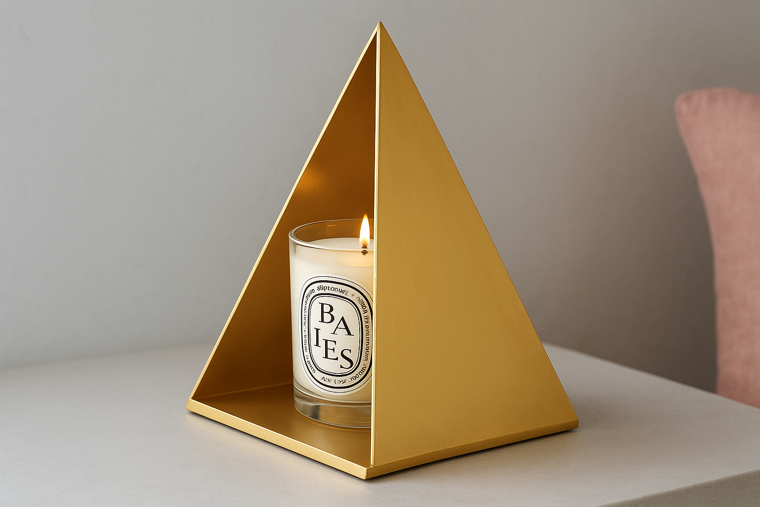 8. Diptyque golden pyramid candle holder