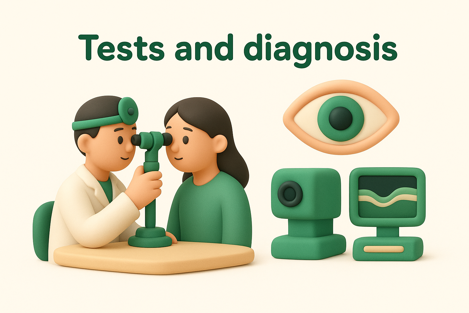 Tests and diagnosis by an eye specialist