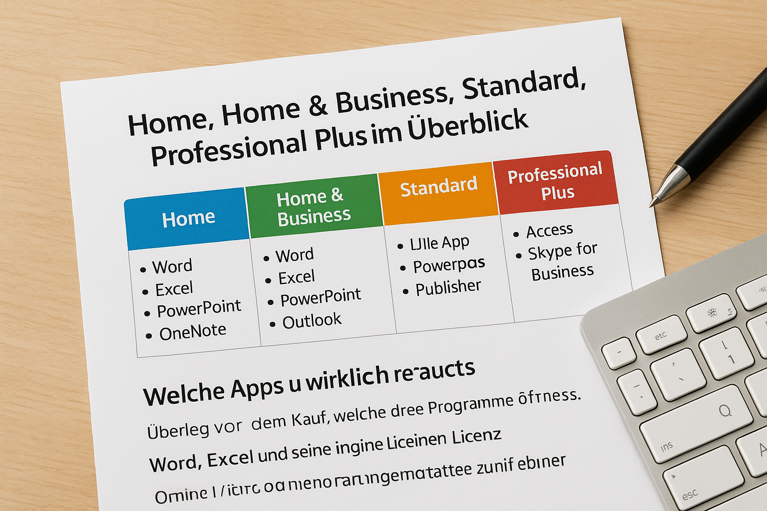 Home, Home & Business, Standard, Professional Plus im Überblick