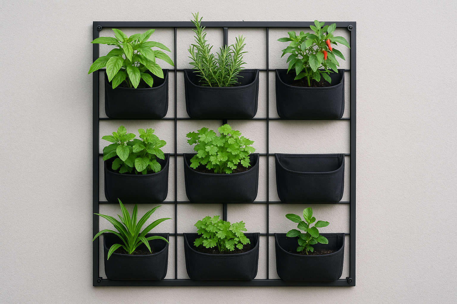 4. Vertical herb wall layout for tight spaces