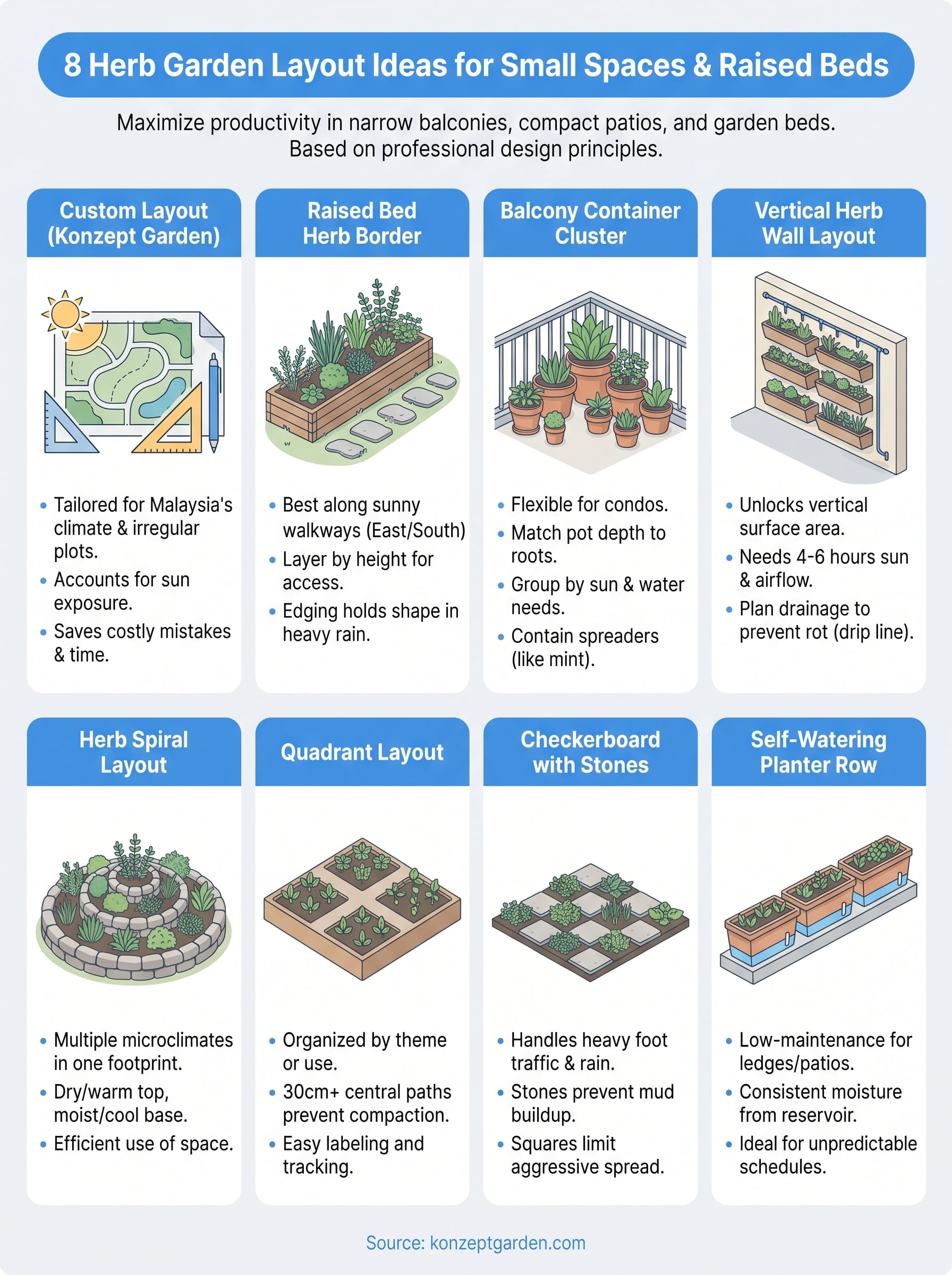 herb garden layout ideas infographic