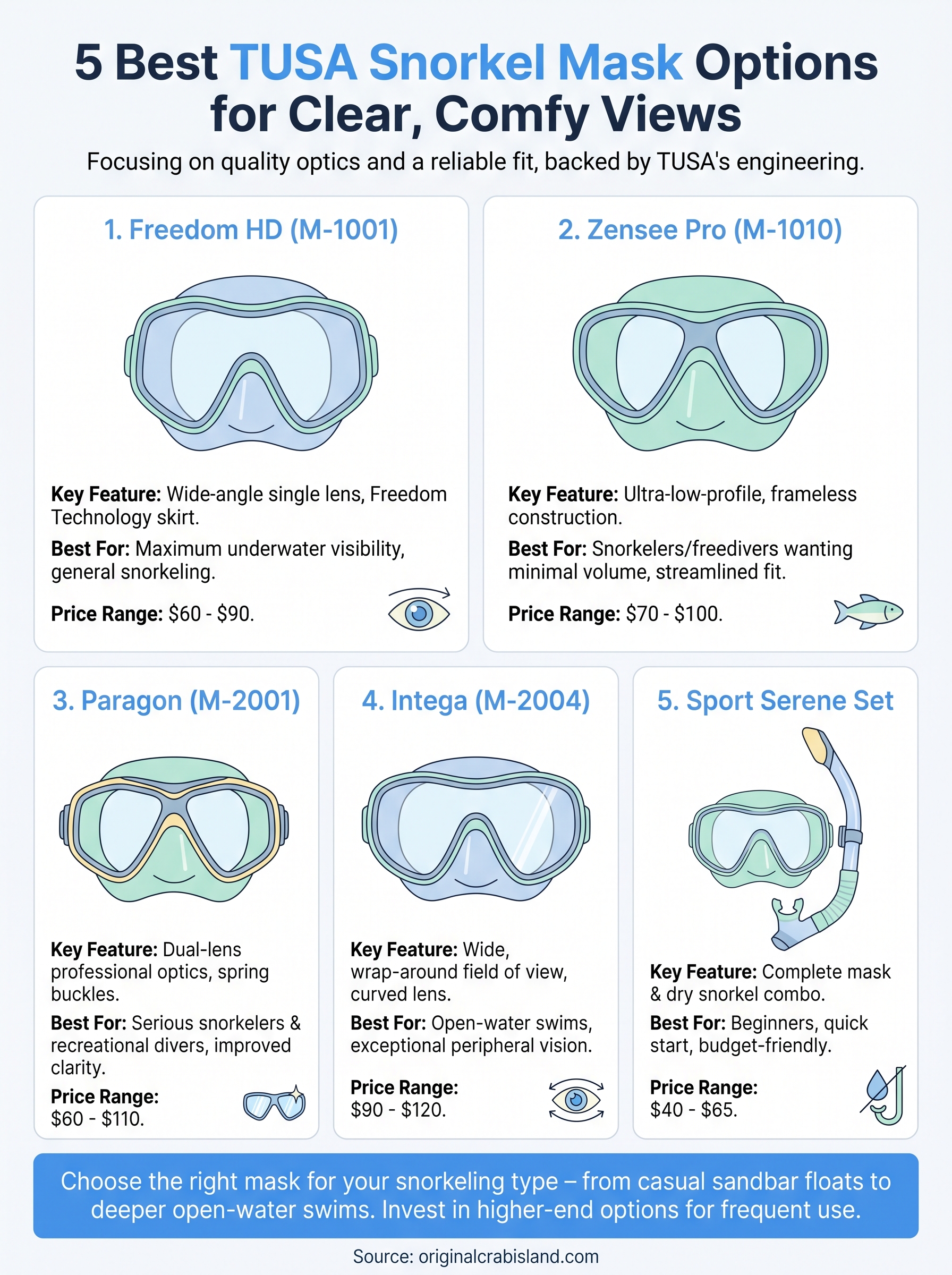 tusa snorkel mask infographic