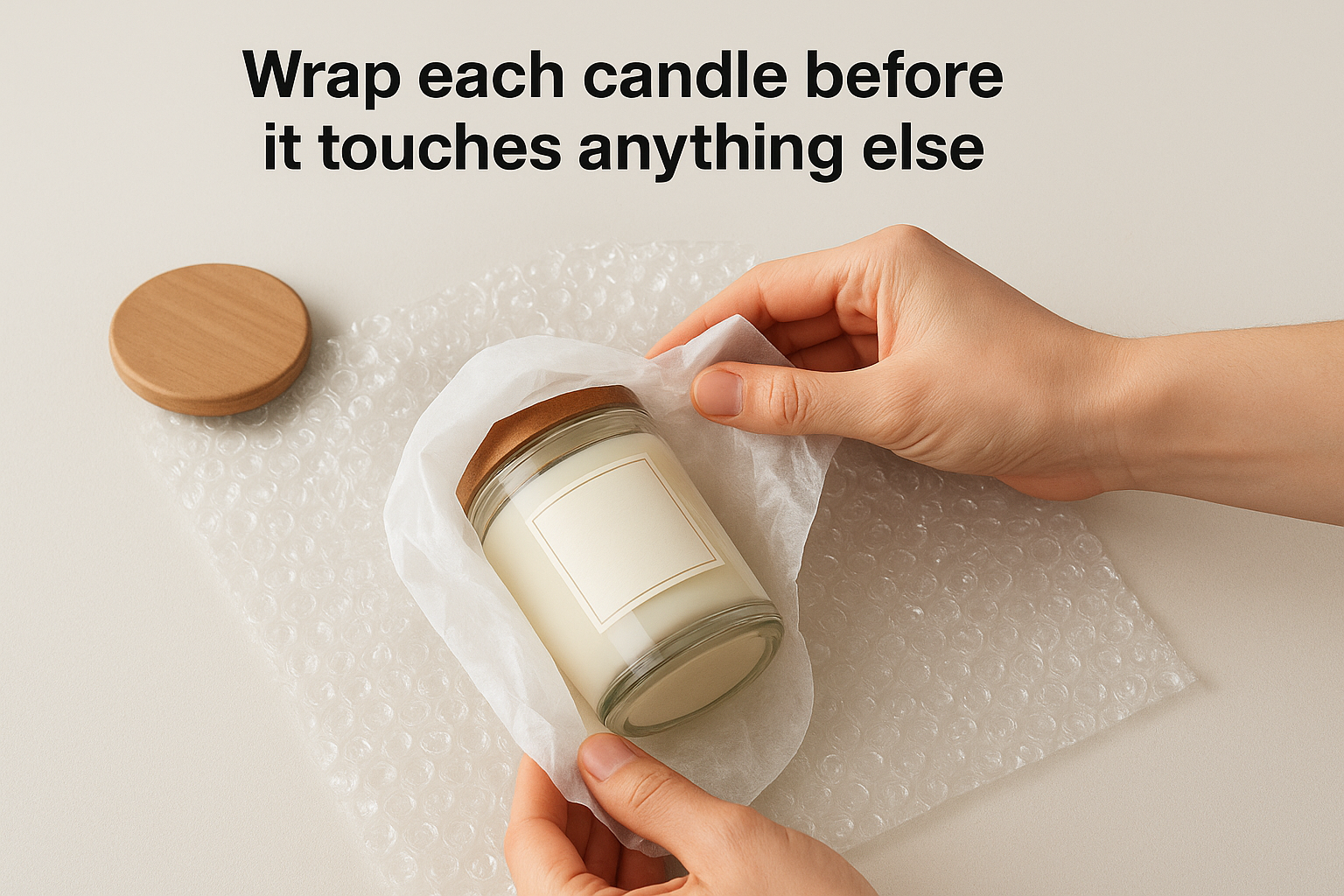 Wrap each candle before it touches anything else