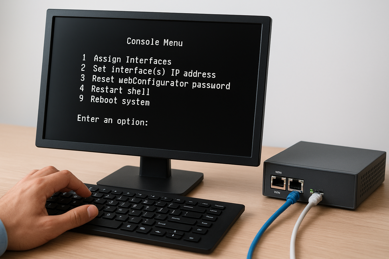 Assign WAN and LAN interfaces at the console