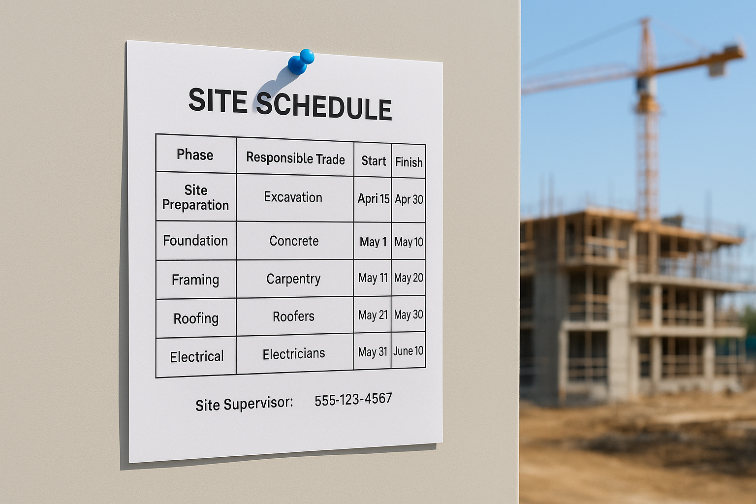 6. Printable PDF site schedule template