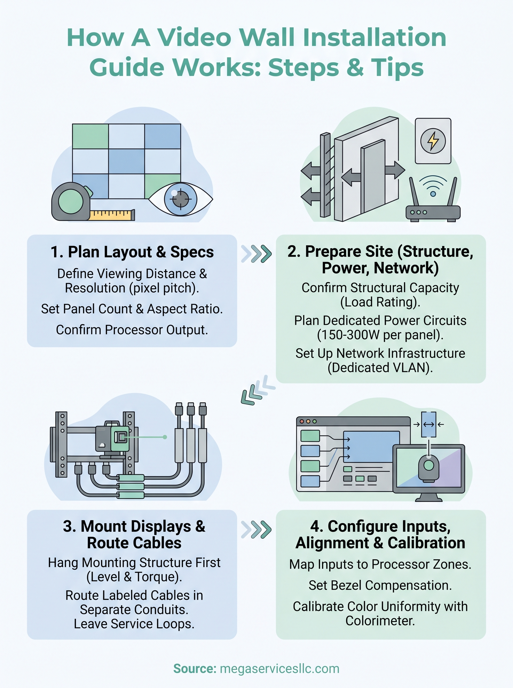 video wall installation guide infographic