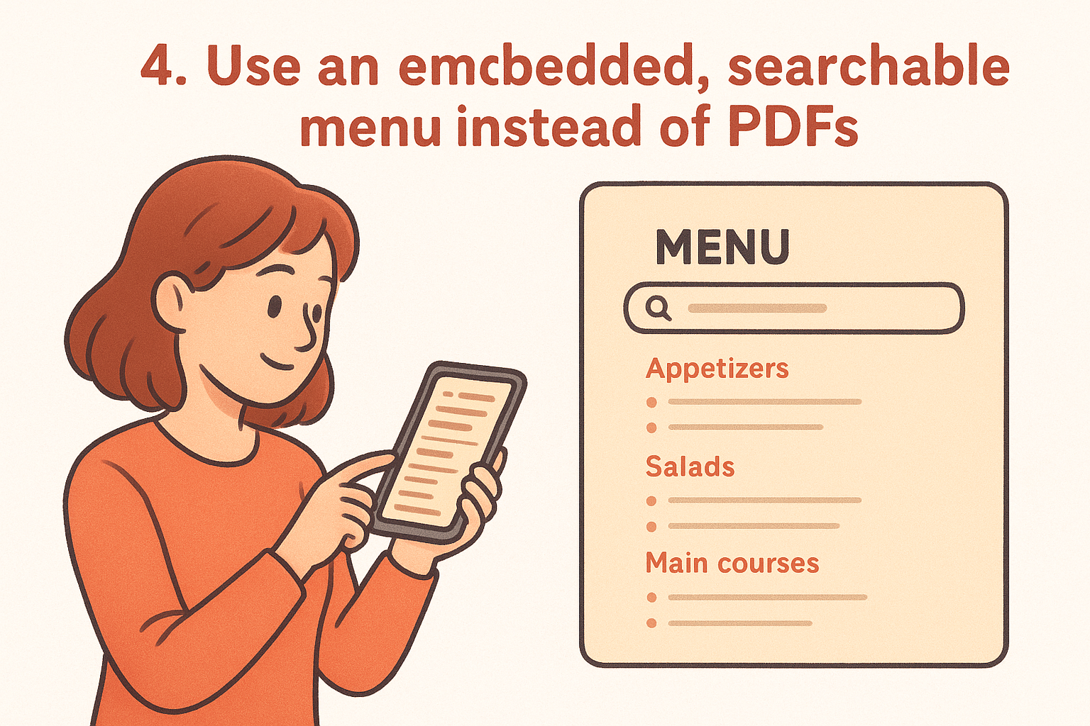 4. Use an embedded, searchable menu instead of PDFs