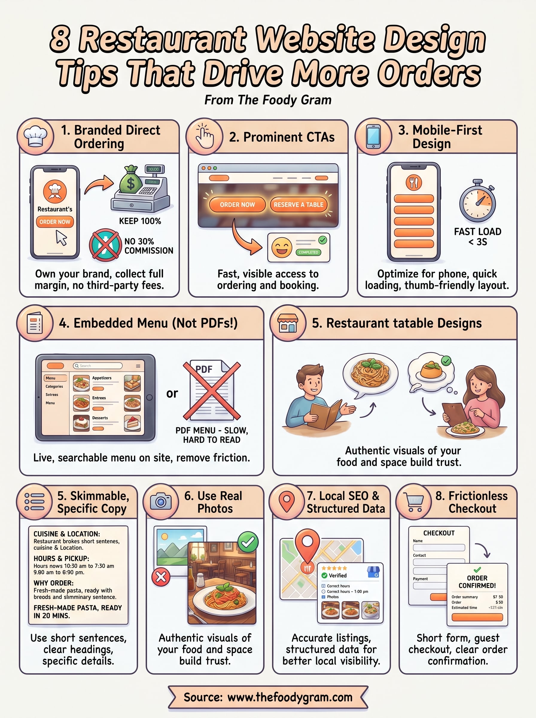 restaurant website design tips infographic
