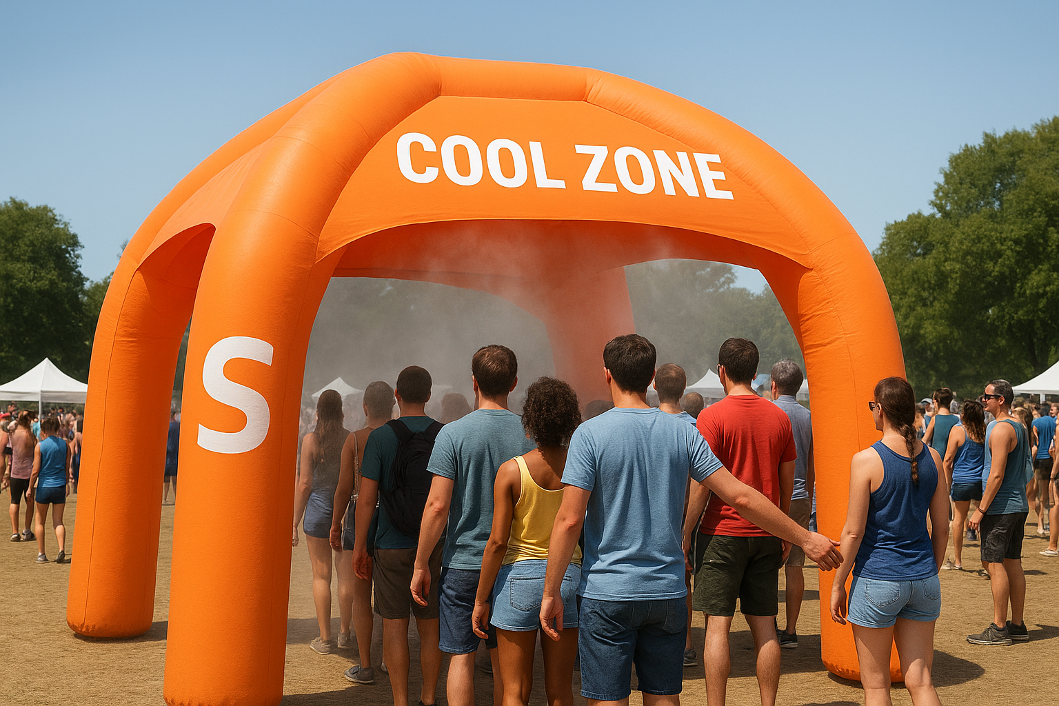 6. Misting tents and cooling zones people actually line up for