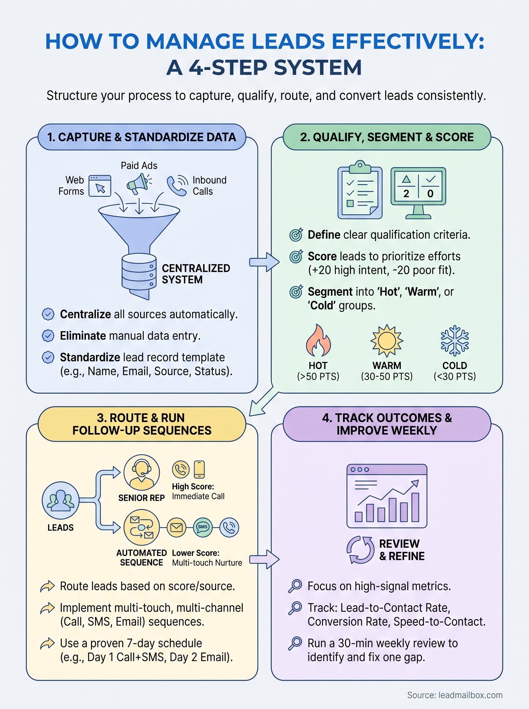 how to manage leads effectively infographic