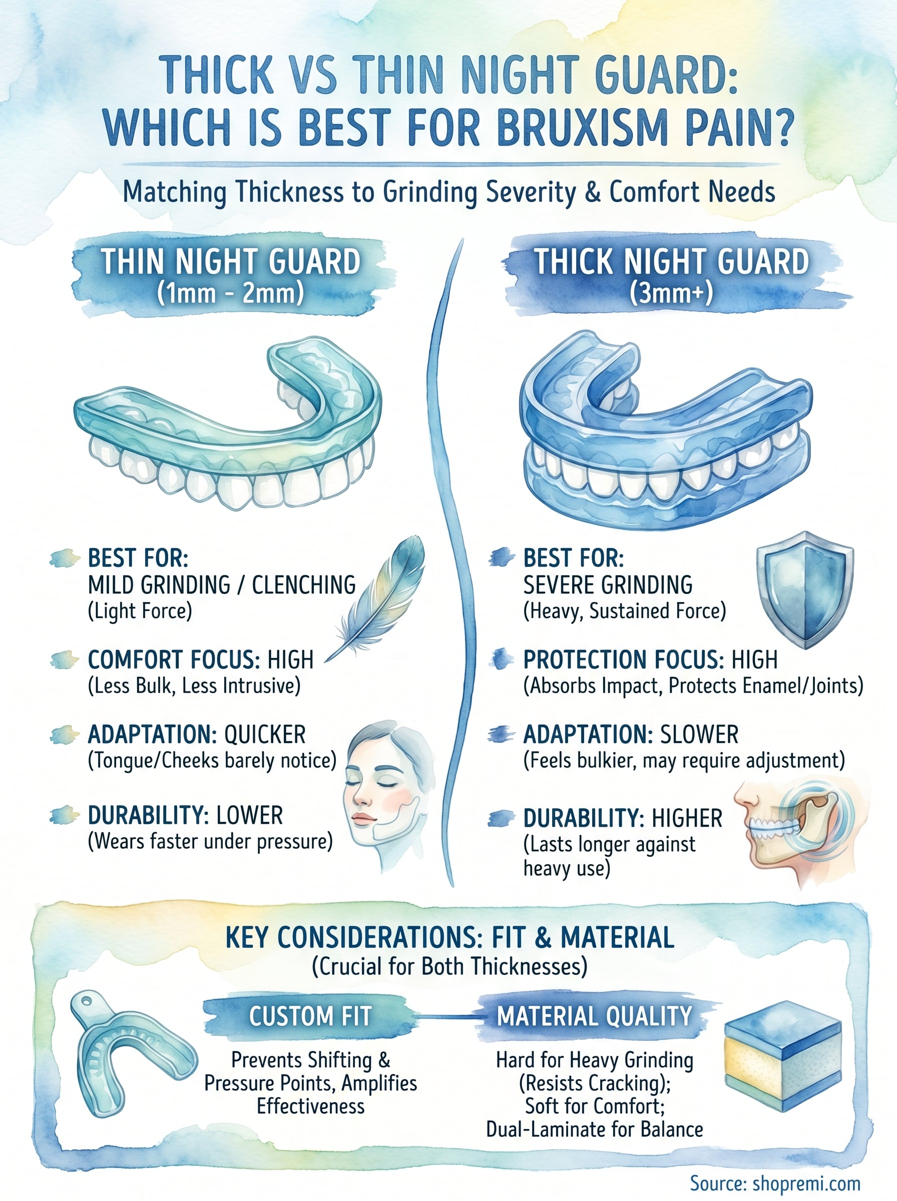 thick vs thin night guard infographic