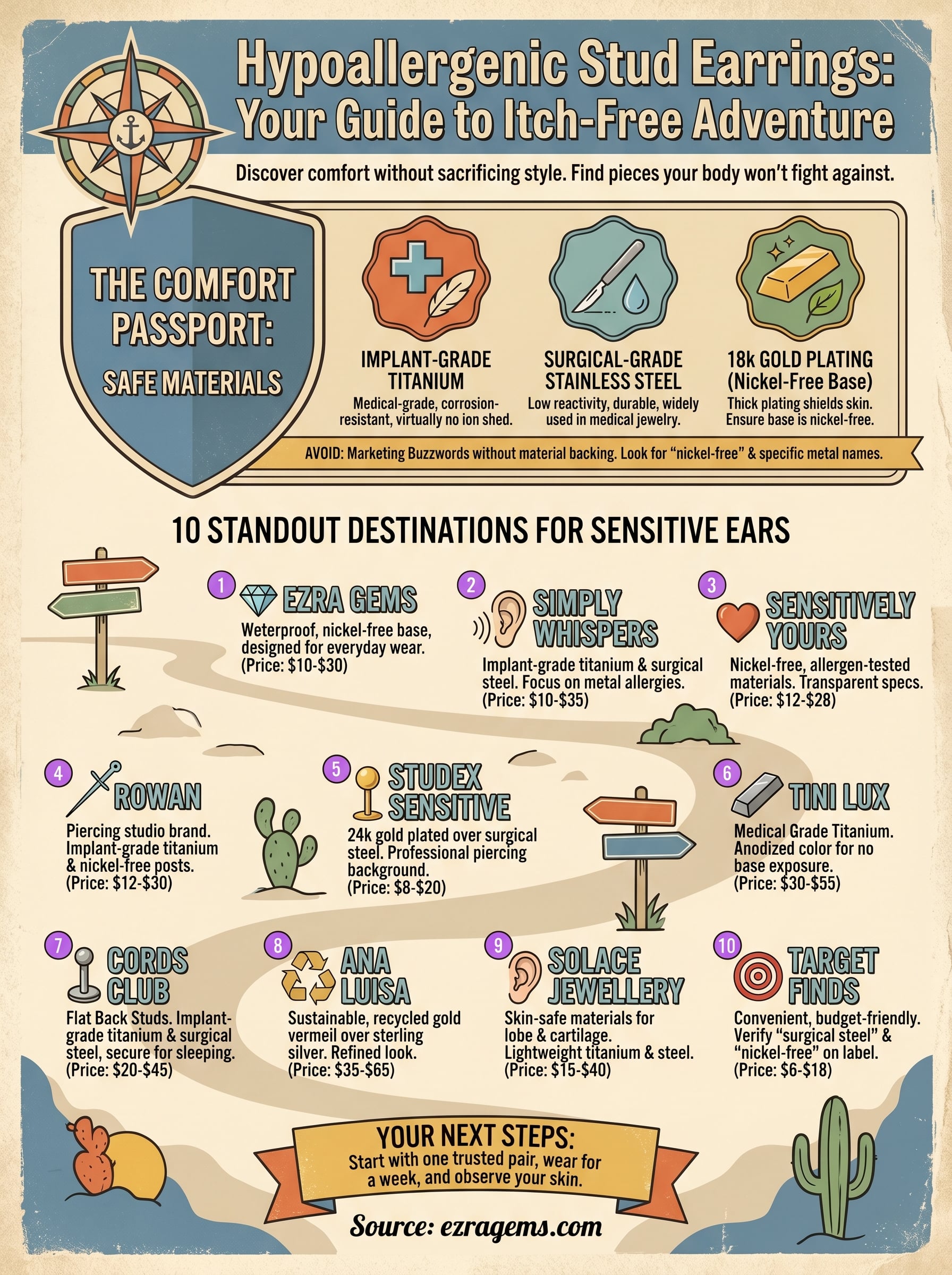 hypoallergenic stud earrings for women infographic