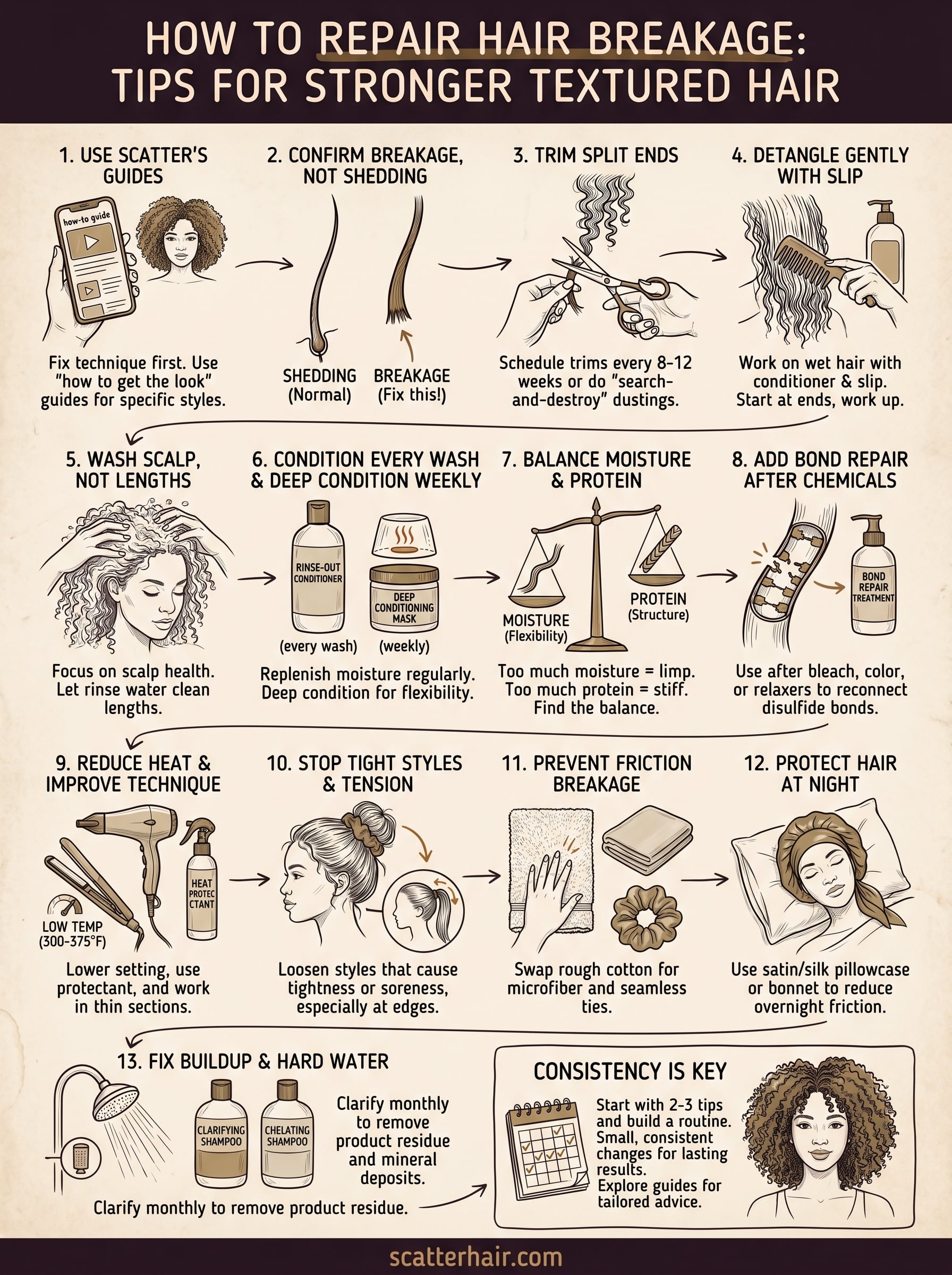 how to repair hair breakage infographic