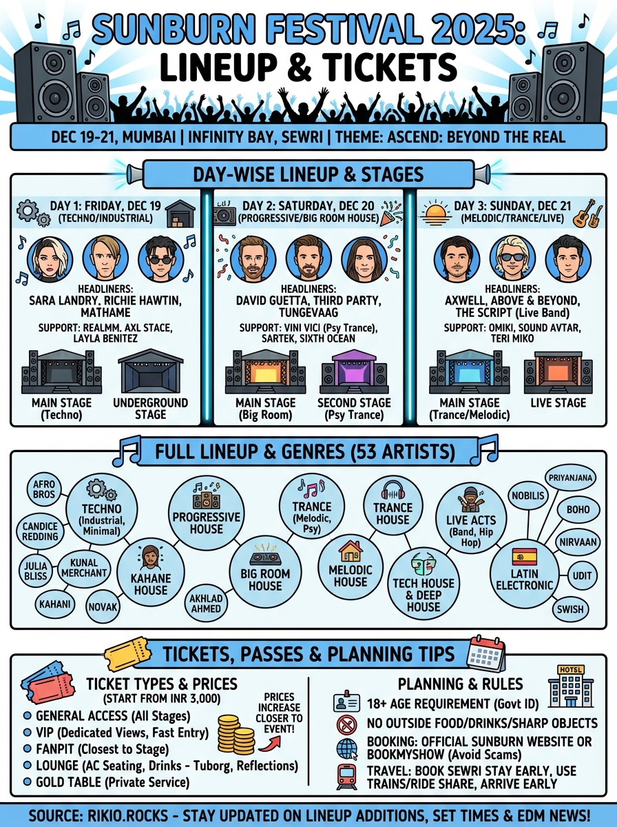 sunburn festival lineup infographic