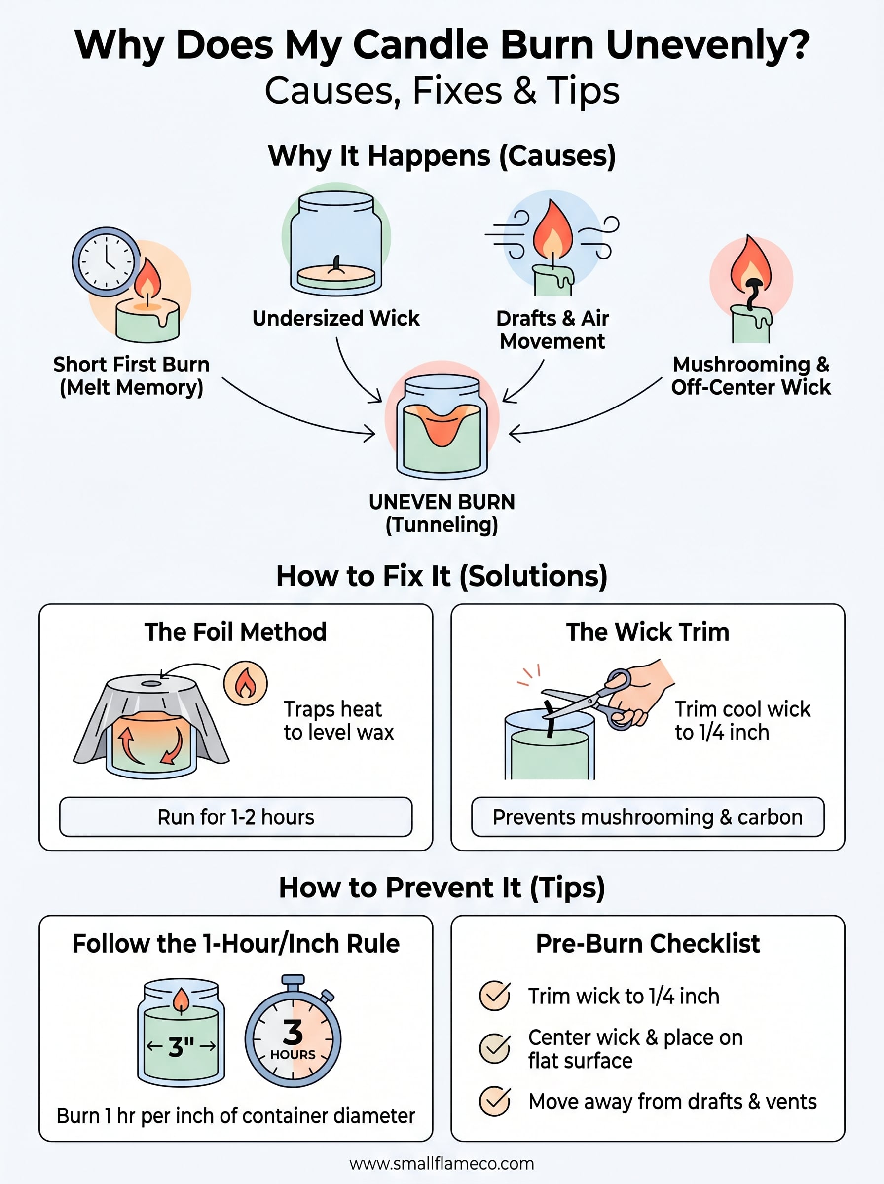 why does my candle burn unevenly infographic