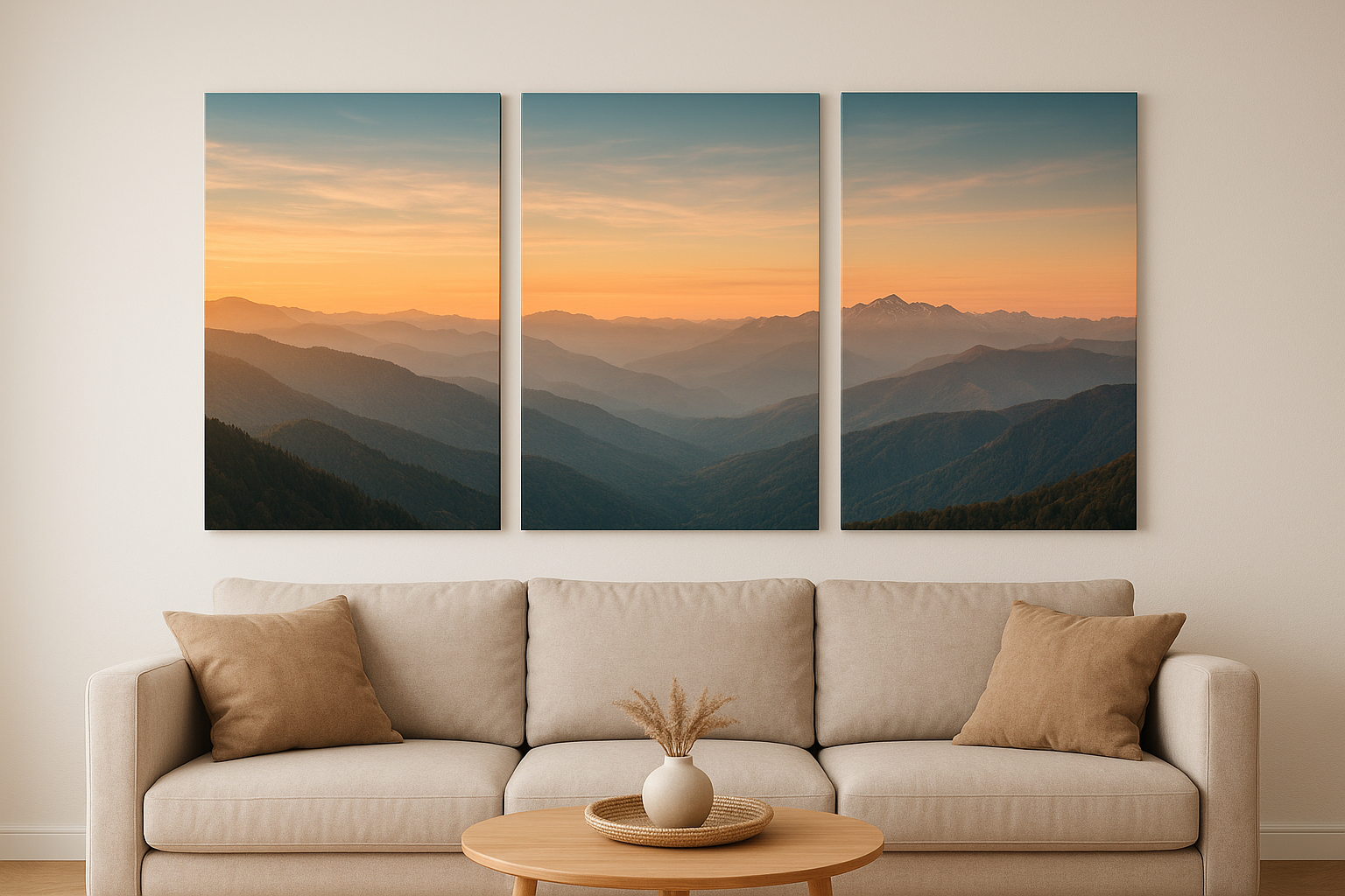2. Go oversized with a panoramic landscape triptych
