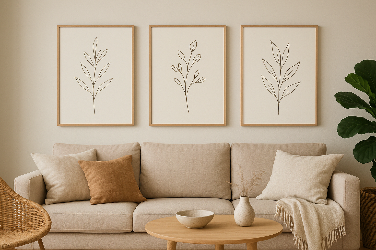 4. Add softness with minimalist botanical line art